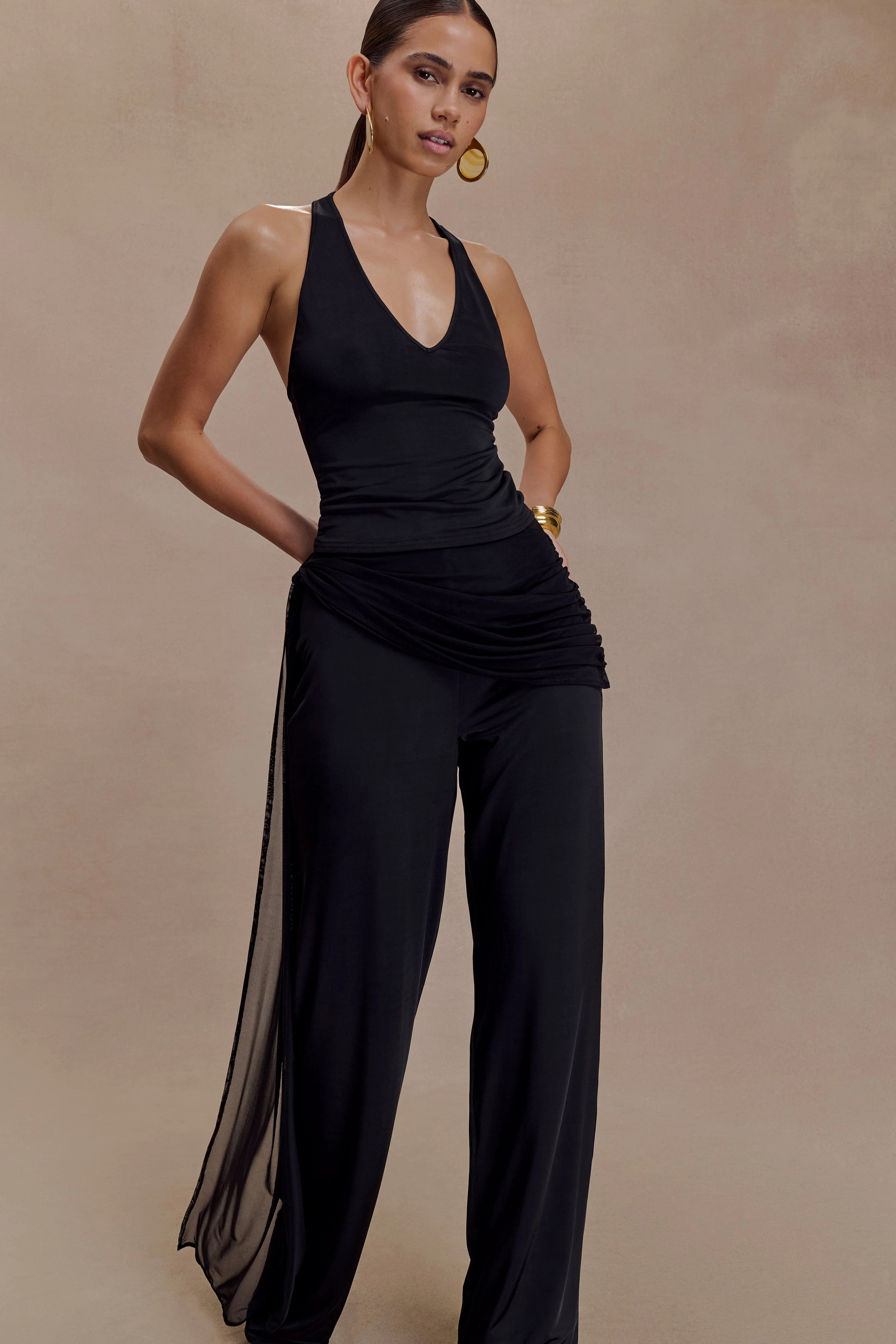 Aspyn Slinky And Mesh Top - Black - Image 3