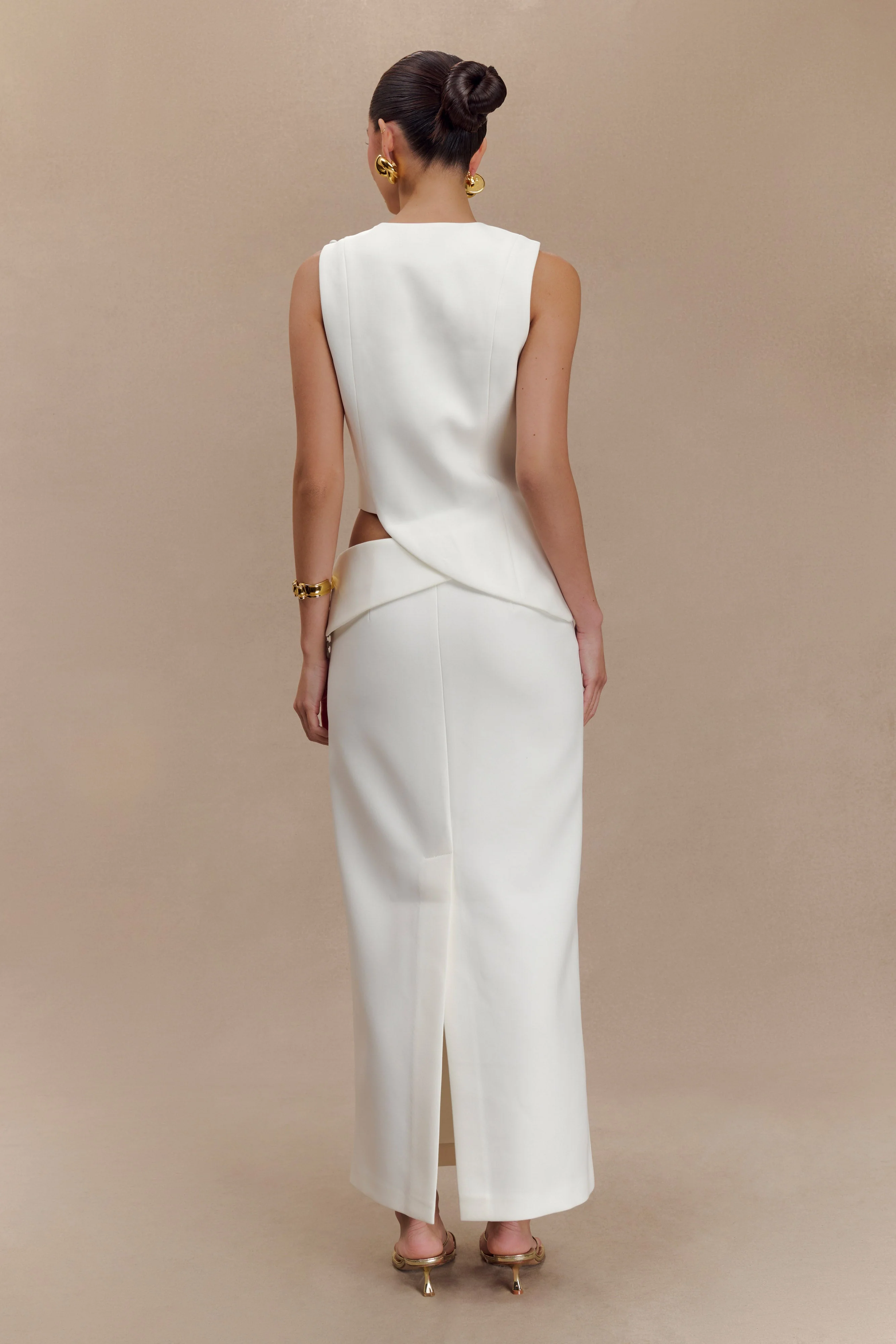 Astrid Suiting Midi Skirt - White - Image 4