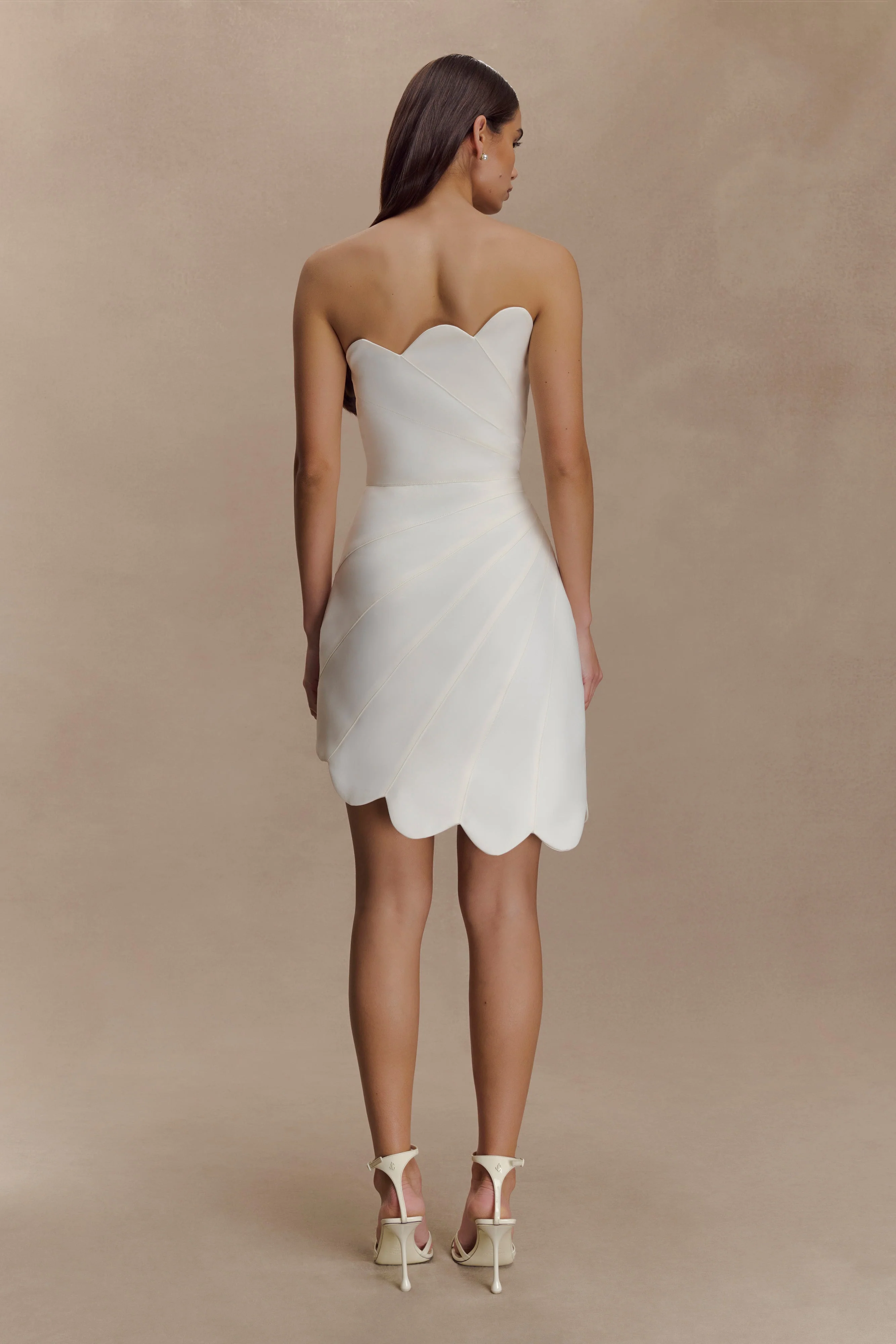 Atenea Satin Mini Dress - White - Image 4