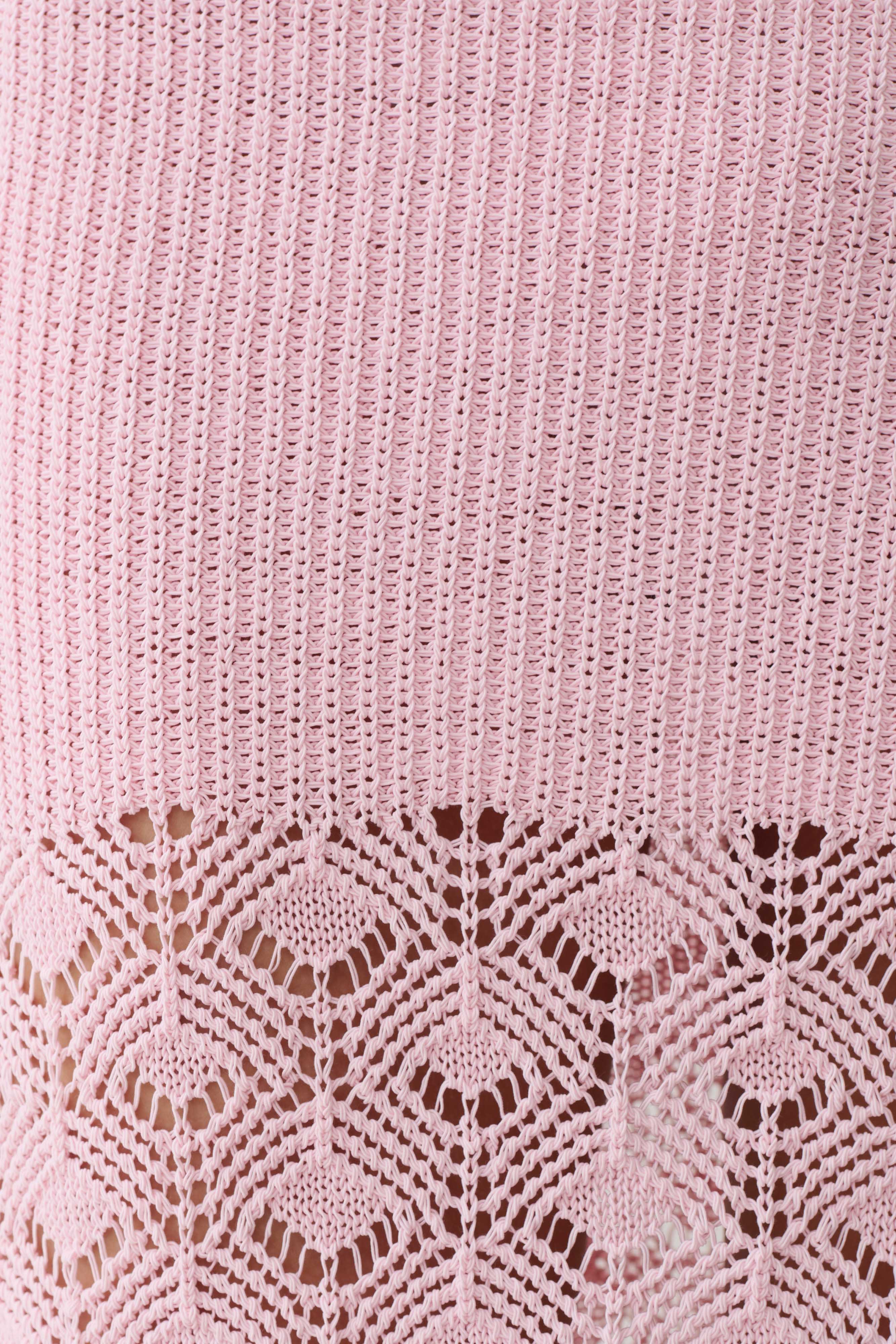Atlantis Crochet Knit Midi Skirt - Baby Pink - Image 6