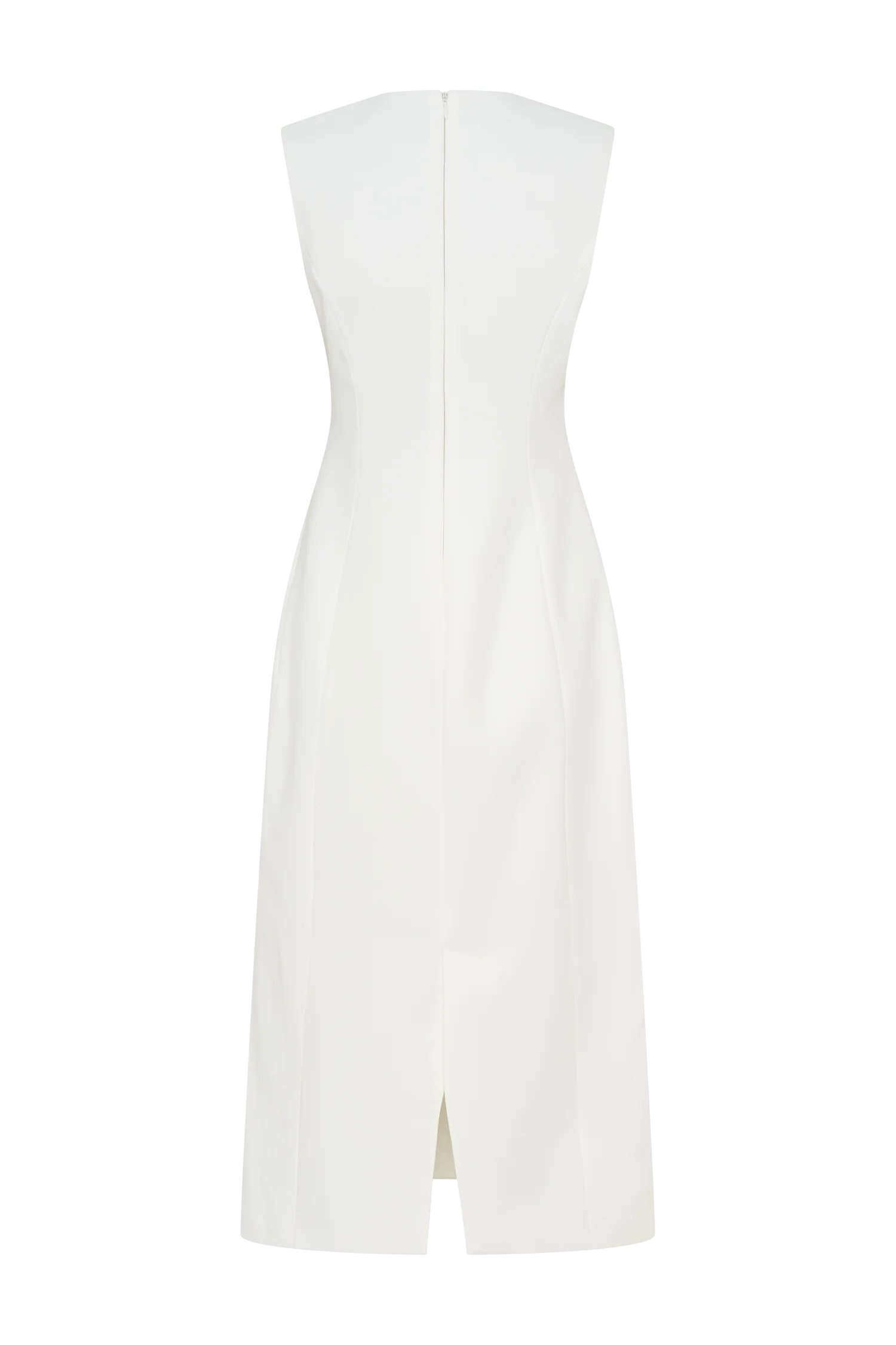 Audrine Suiting Sleeveless Midi Dress - Ivory - Image 9
