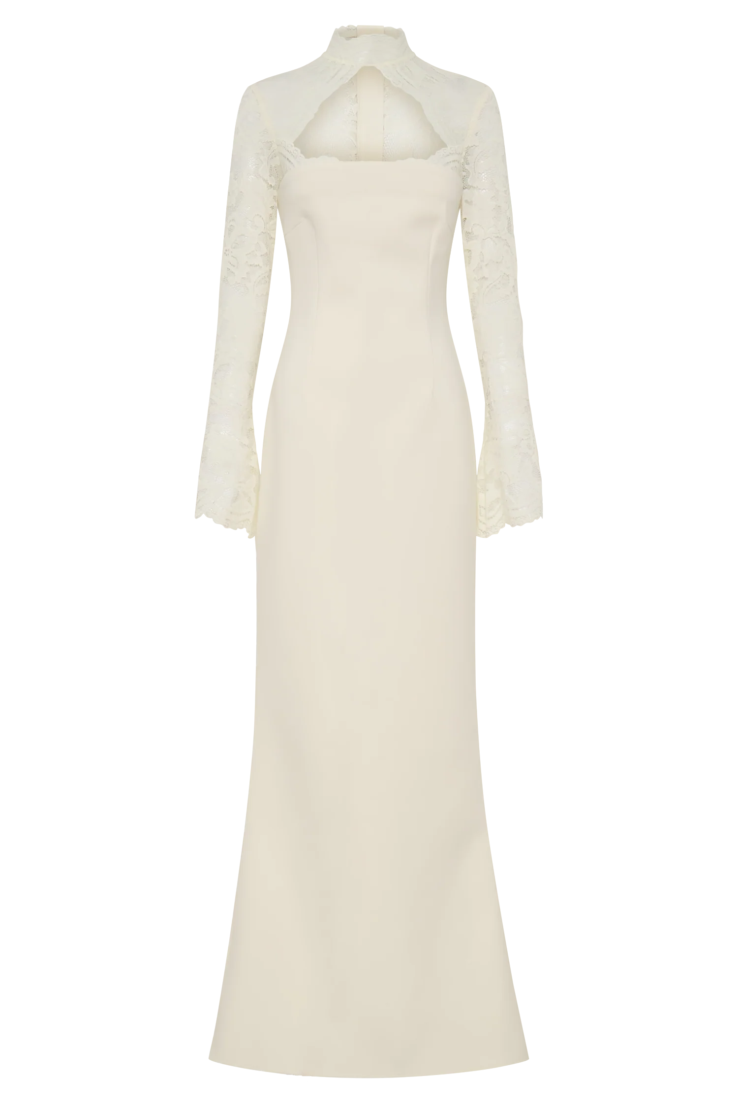 Aurelie Long Sleeve Lace Maxi Dress - Ivory - Image 8