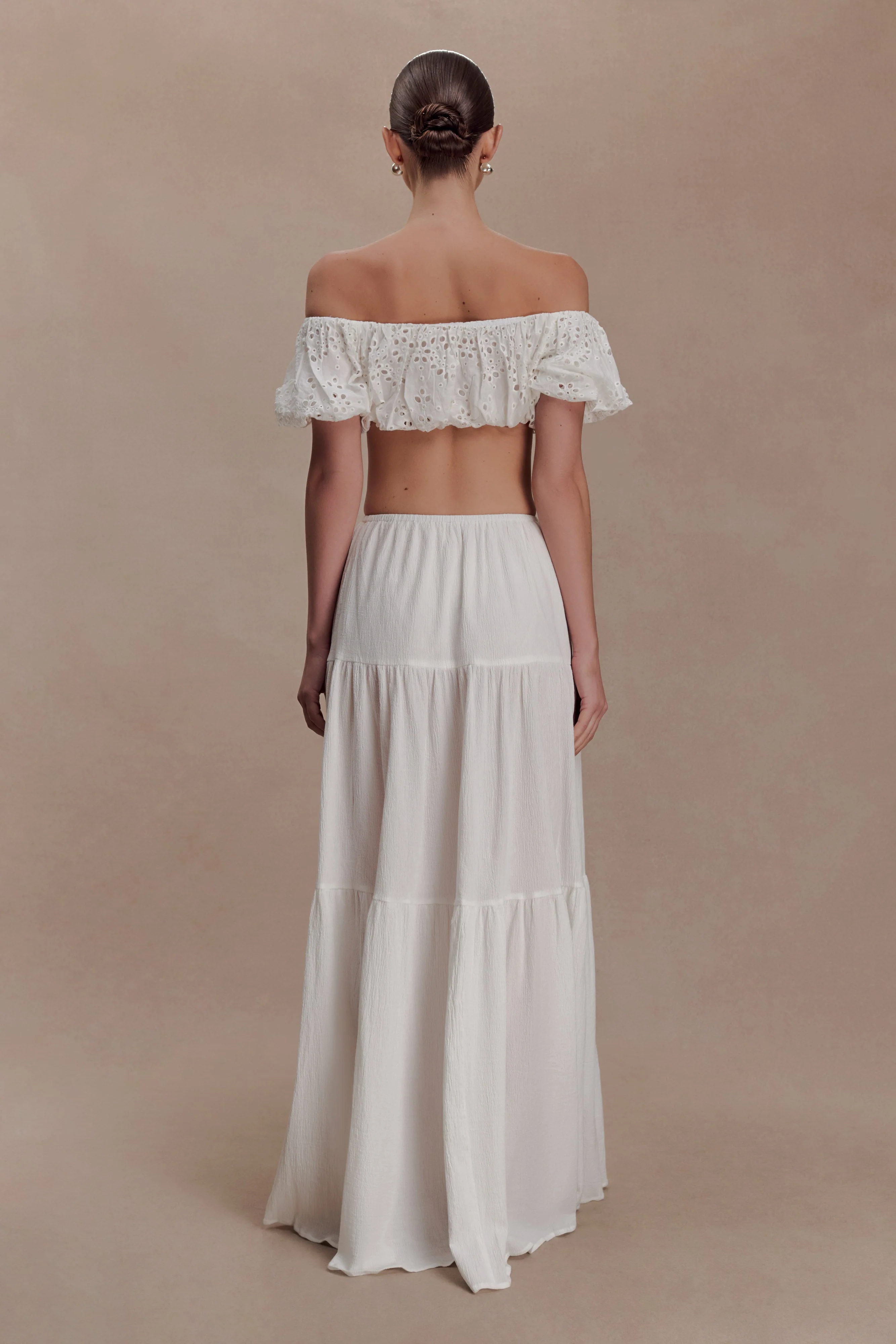 Autumn Off Shoulder Broderie Top - White - Image 2