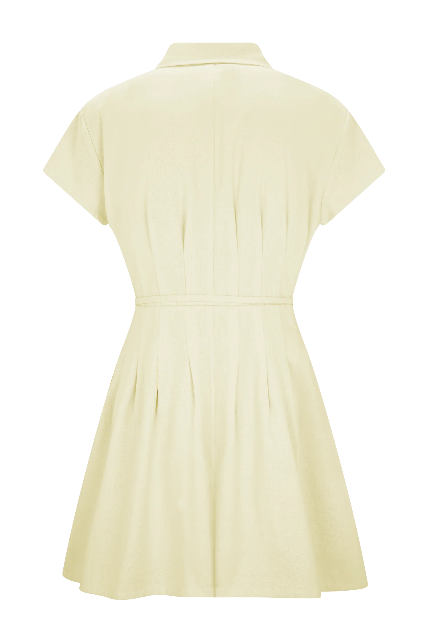 Aysha Buttoned Linen Mini Dress - Lemon - Image 7