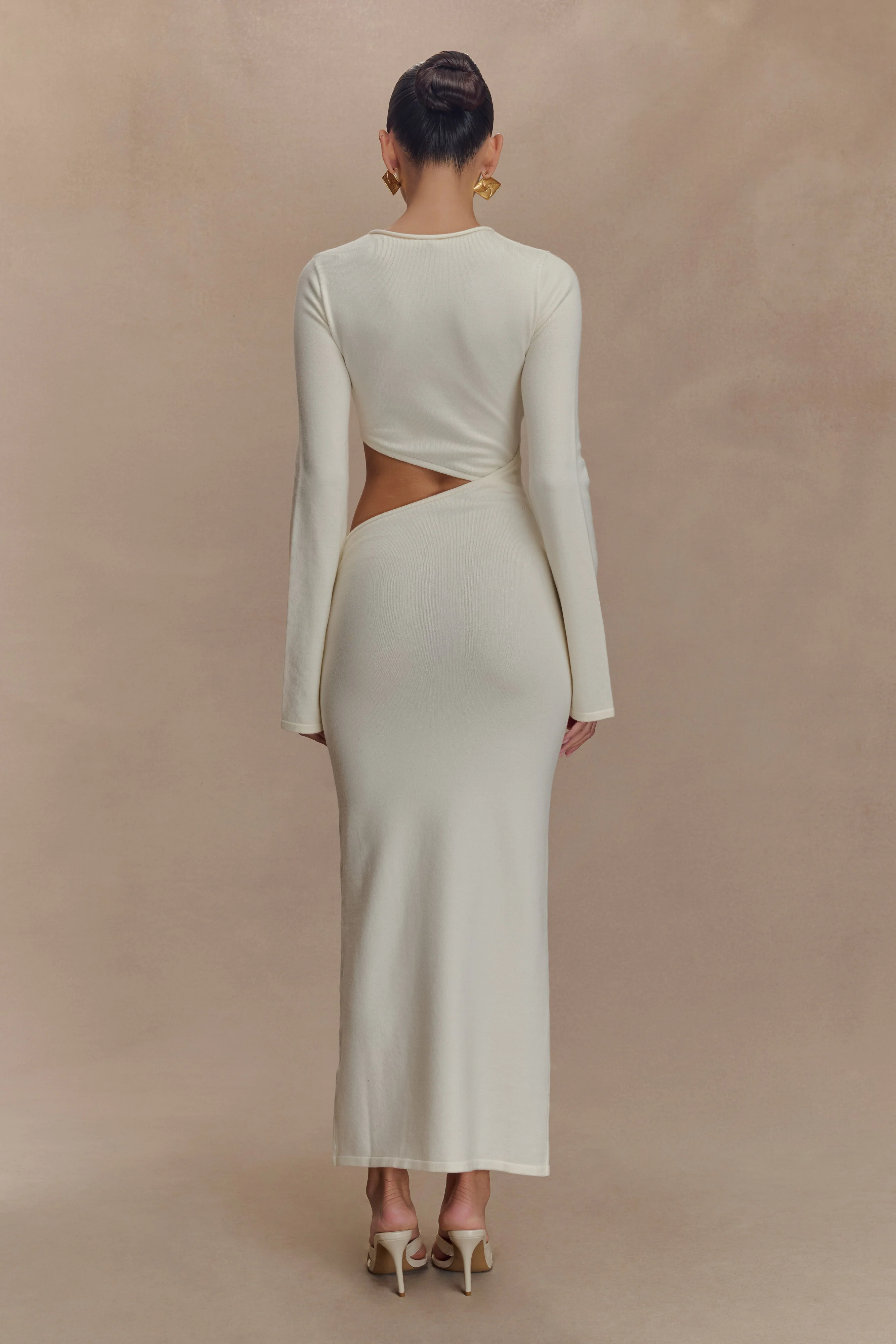 Azariah Long Sleeve Knit Midi Dress - Ivory - Image 2
