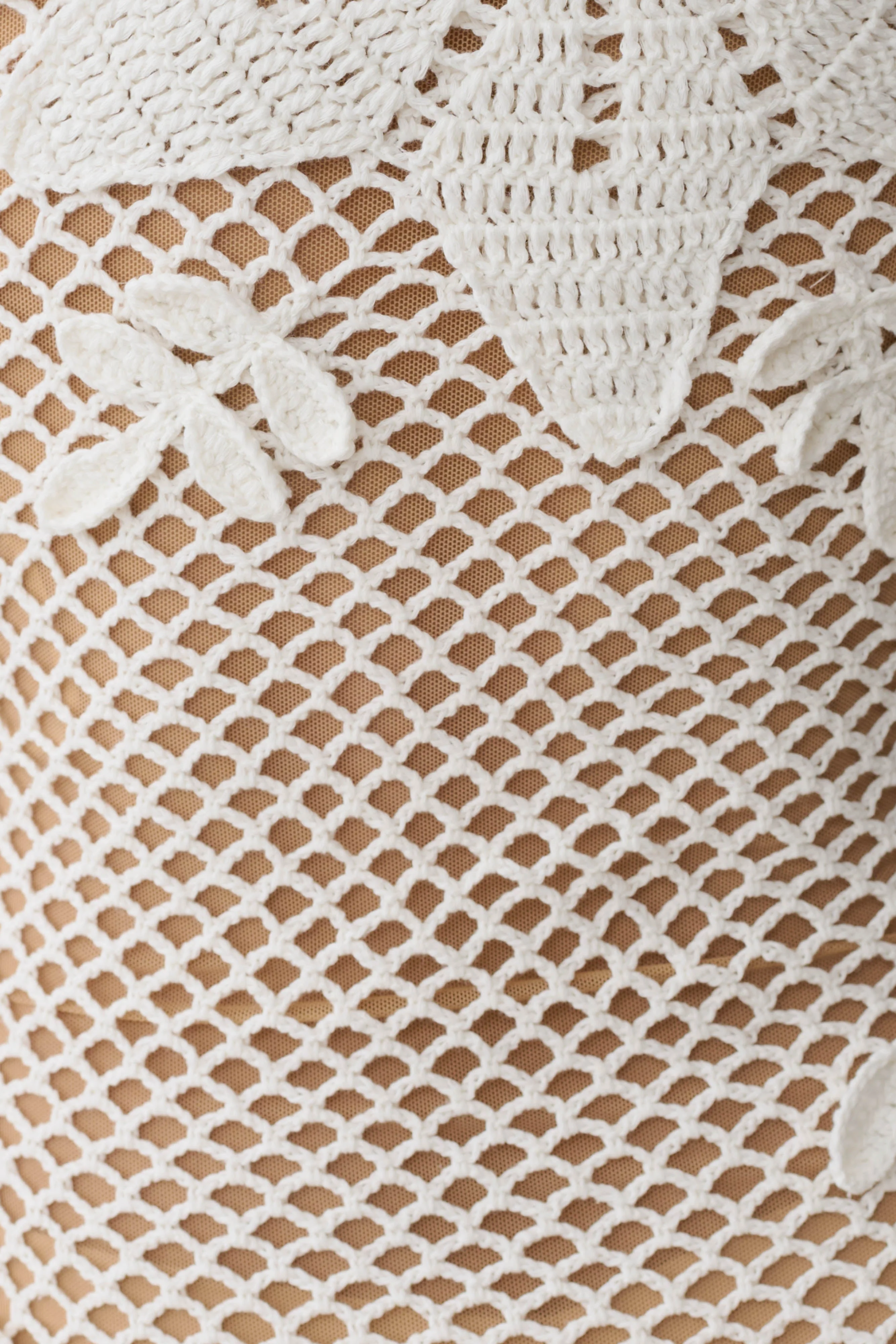 Barker Hand Crochet Knit Mini Dress - White - Image 9
