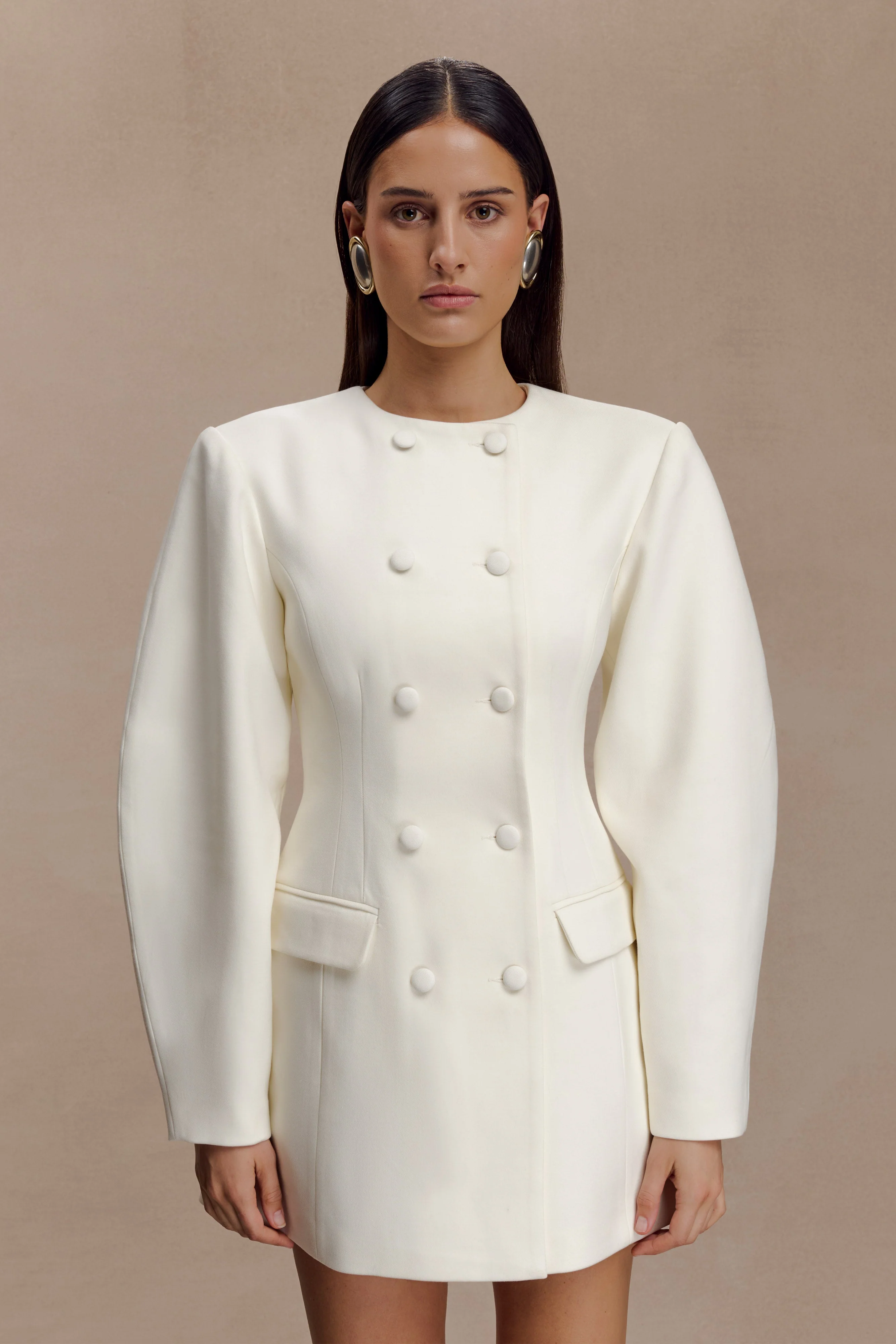 Beatrice Blazer Mini Dress - Ivory - Image 3