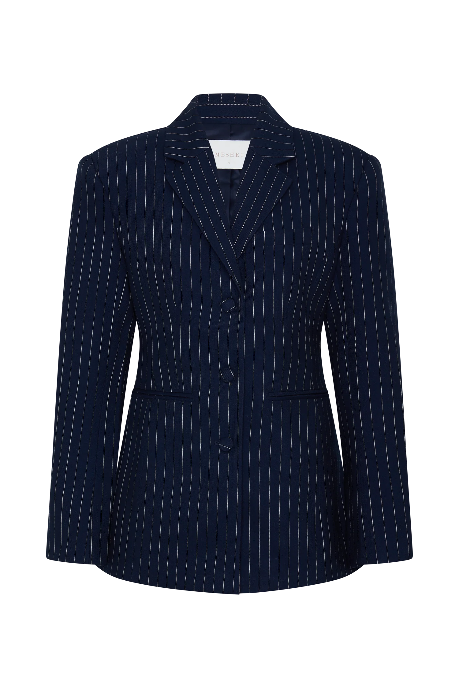 Bellamy Cinched Blazer - Navy Pinstripe - Image 11