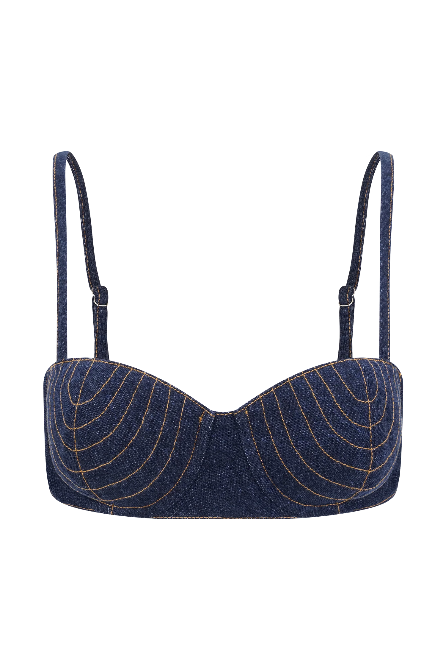 Belle Denim Cropped Bralette - Indigo Blue - Image 9