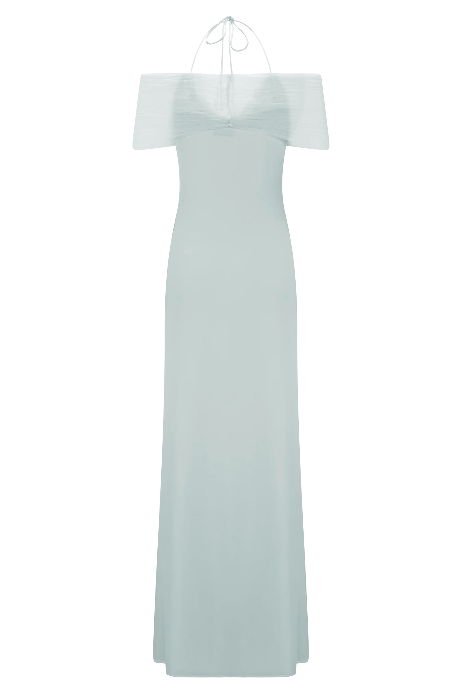 Bernadina Mesh And Slinky Halter Maxi Dress - Pale Blue - Image 7