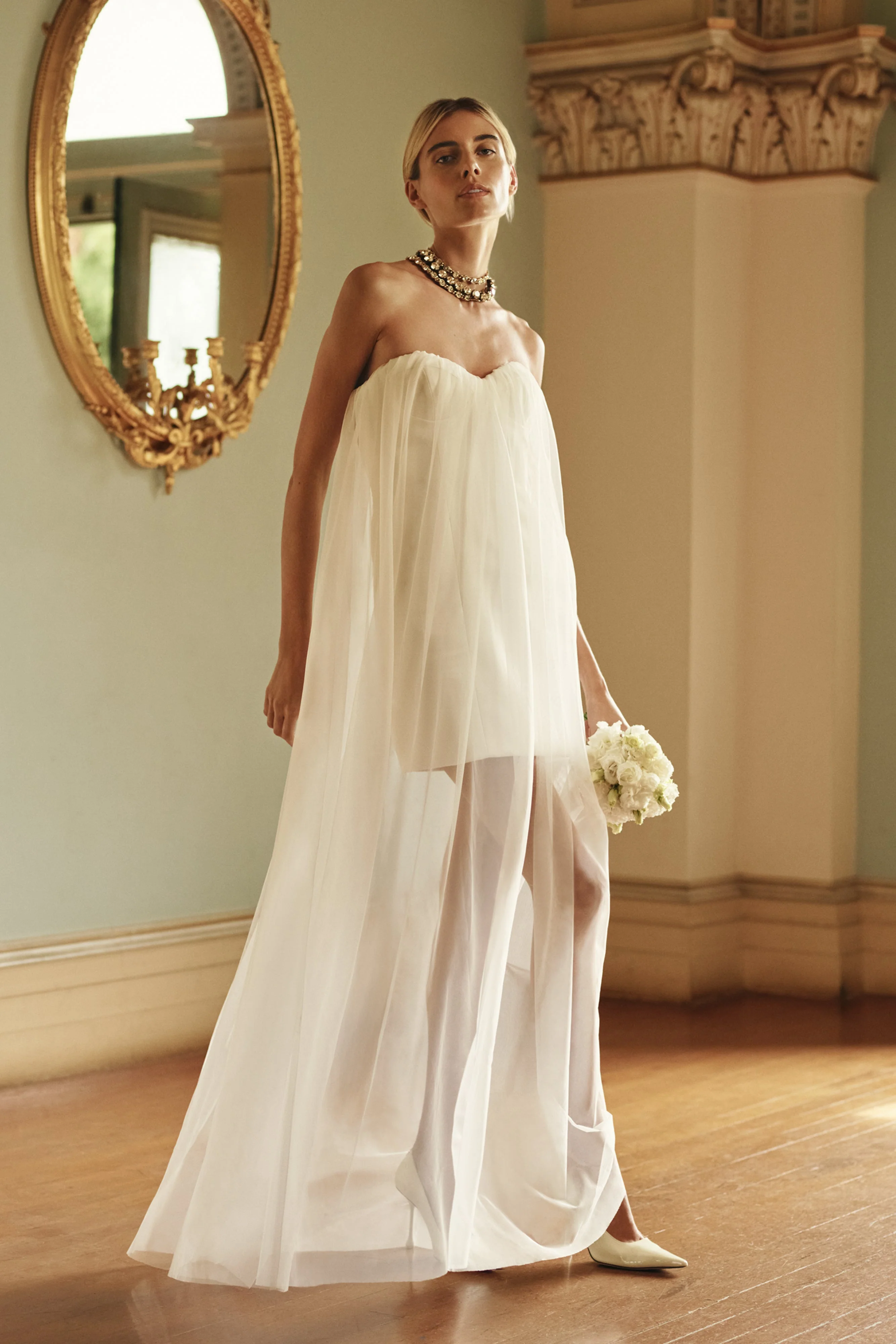 Bettany Chiffon Strapless Maxi Dress - White - Image 8