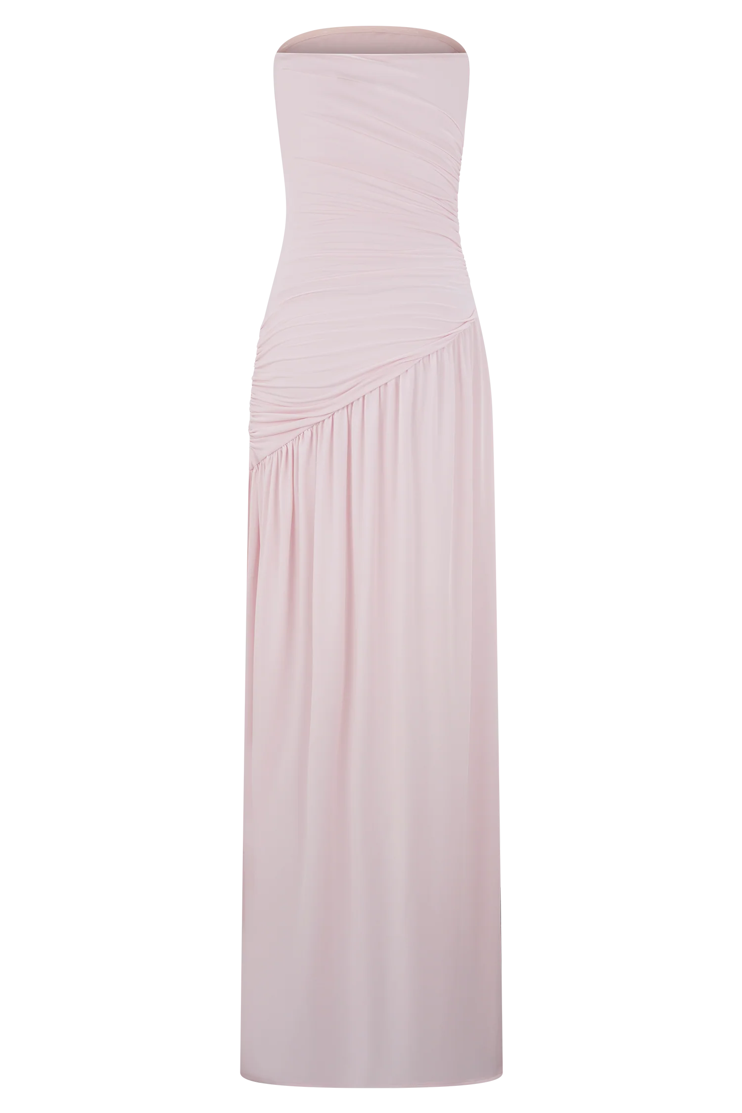 Bex Strapless Slinky Maxi Dress With Split - Pale Pink - Image 6