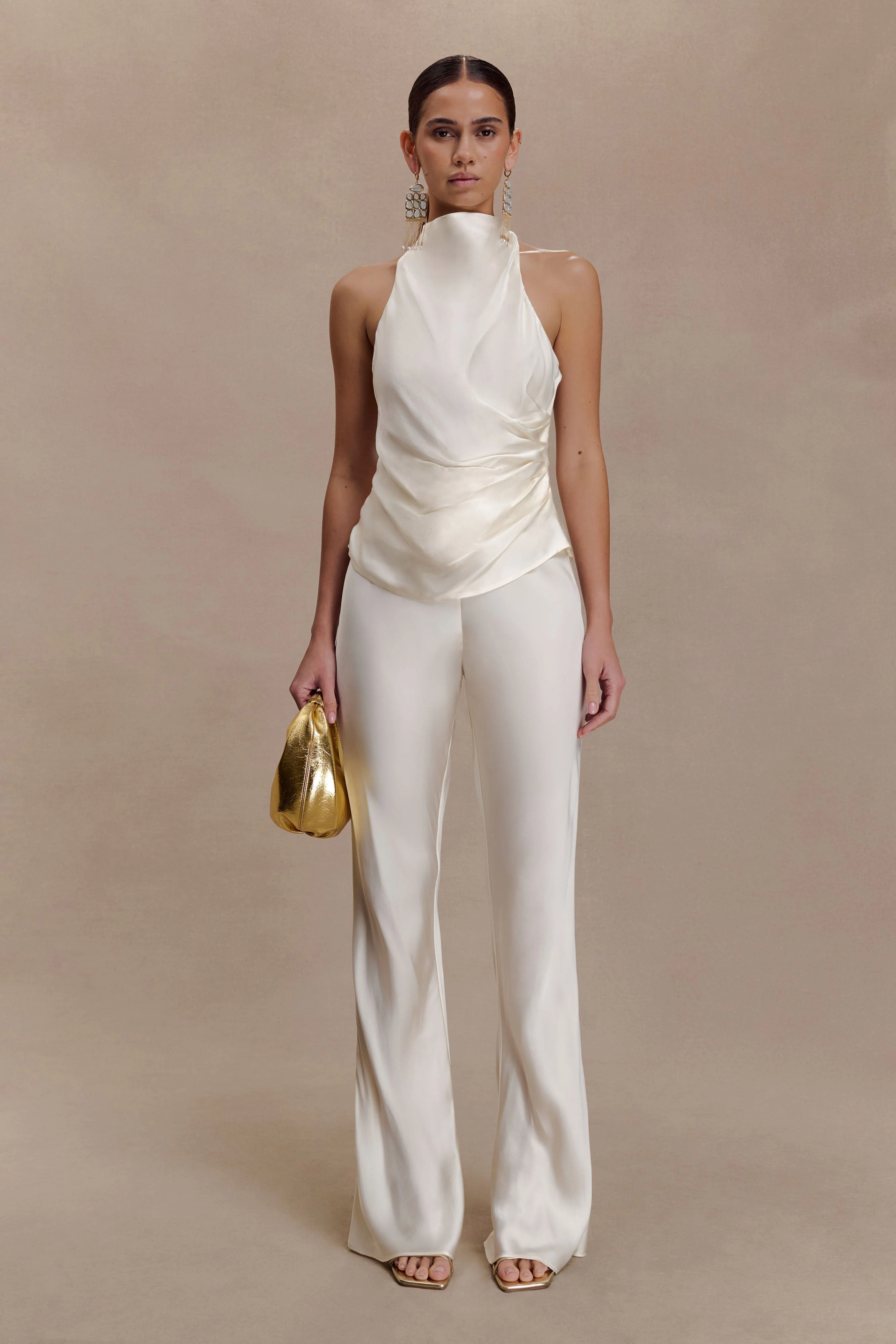 Bianca Satin Halter Top - Ivory - Image 7