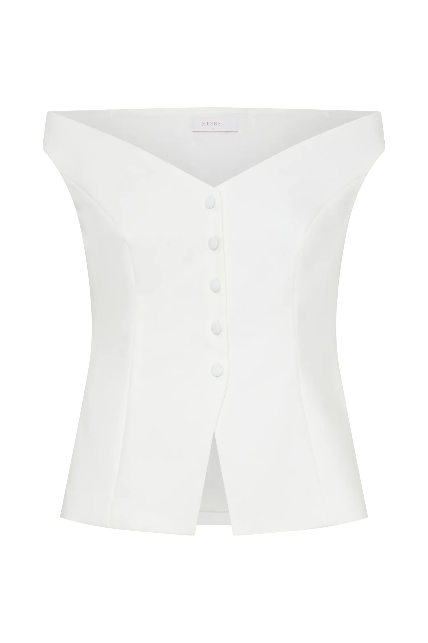 Billie Off Shoulder Sleeveless Button Top - White - Image 12