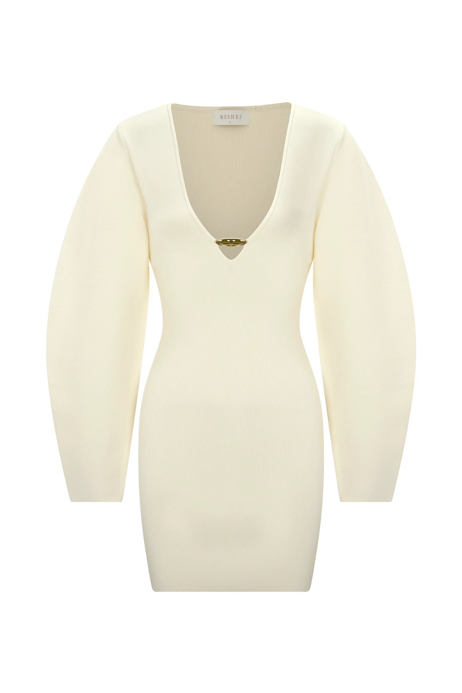 Billy Balloon Sleeve Knit Mini Dress - Ivory - Image 9