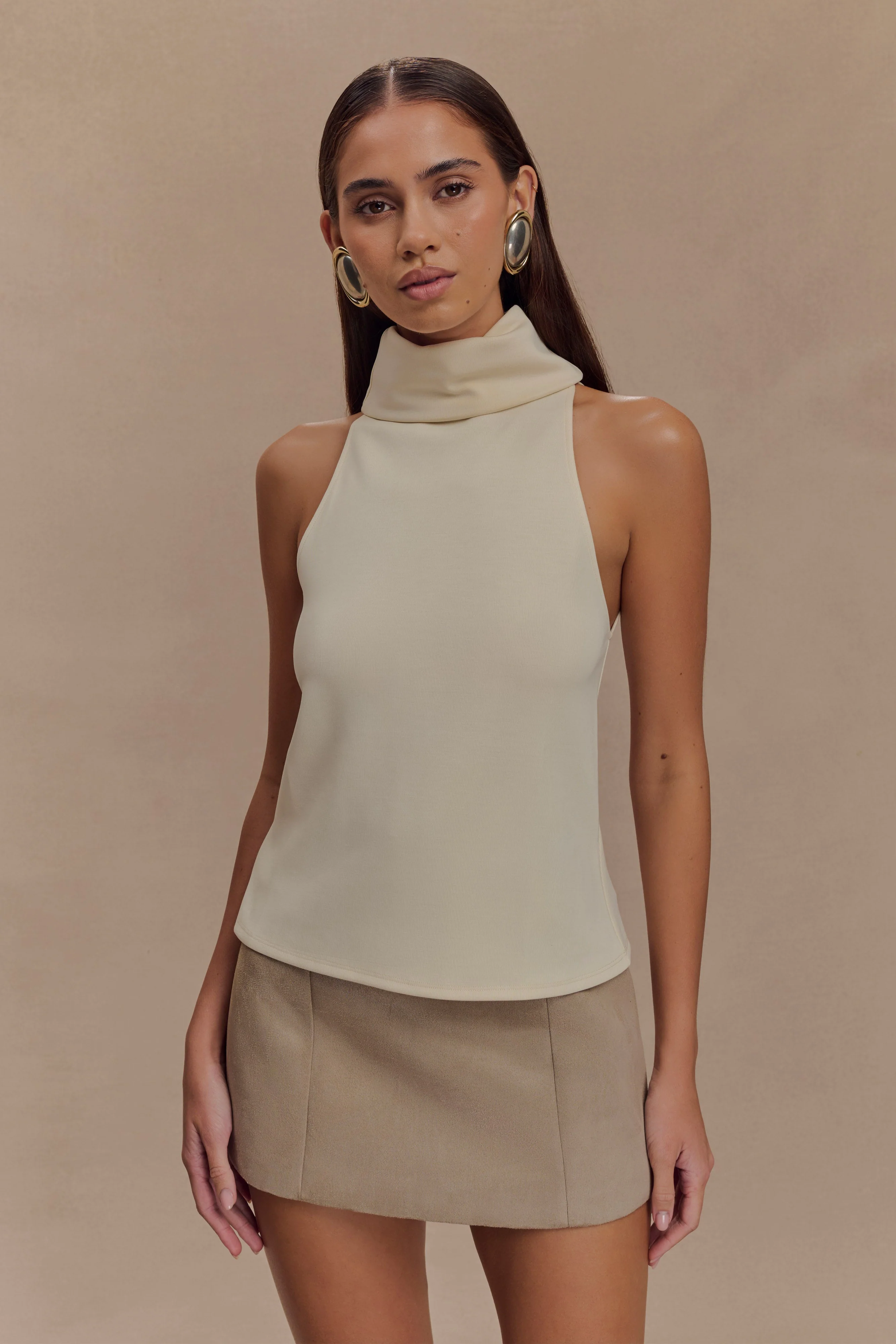 Birdie High Neck Sleeveless Top - Ivory - Image 2