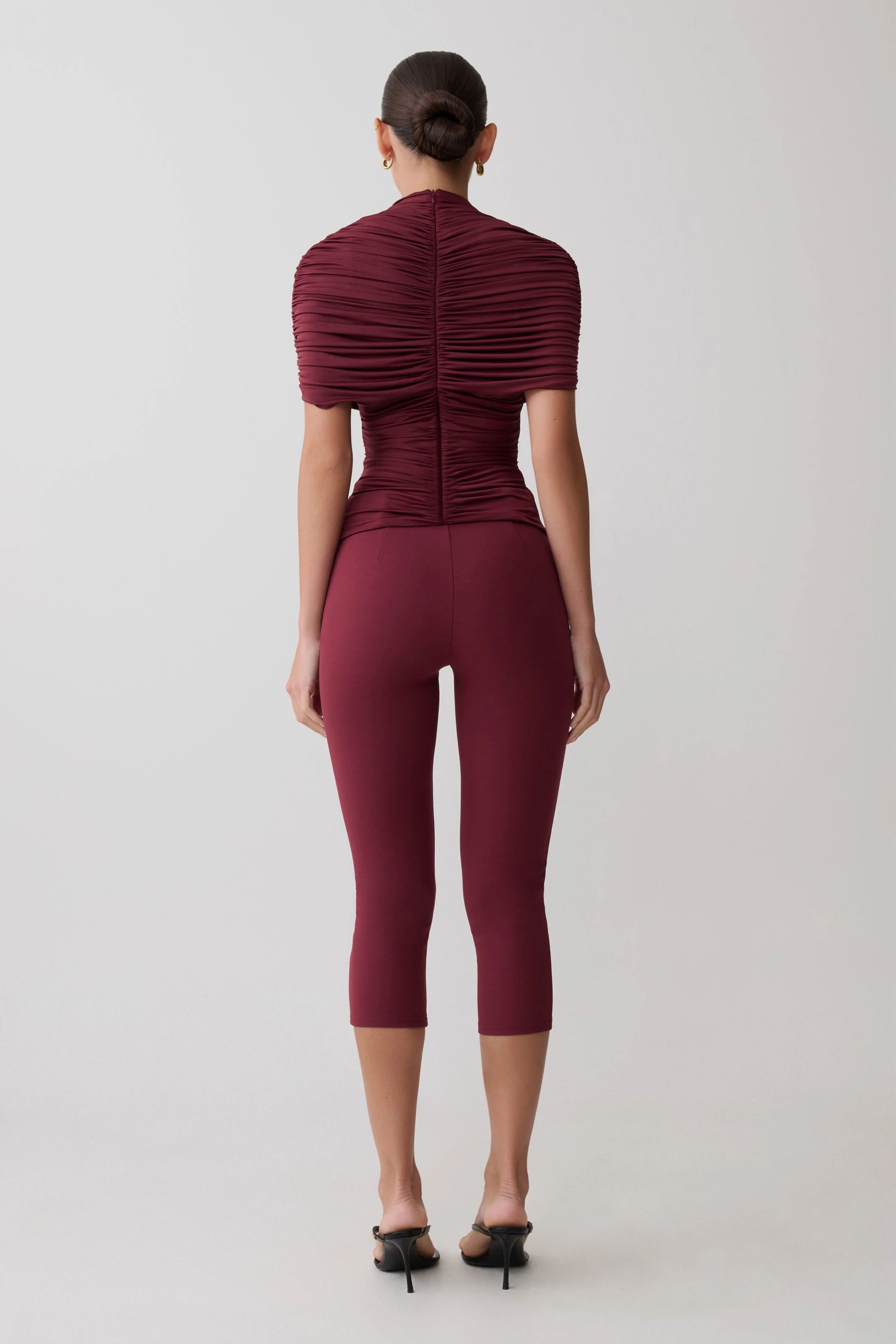 Blanca Stretch Crepe Capri Pants - Mahogany - Image 3