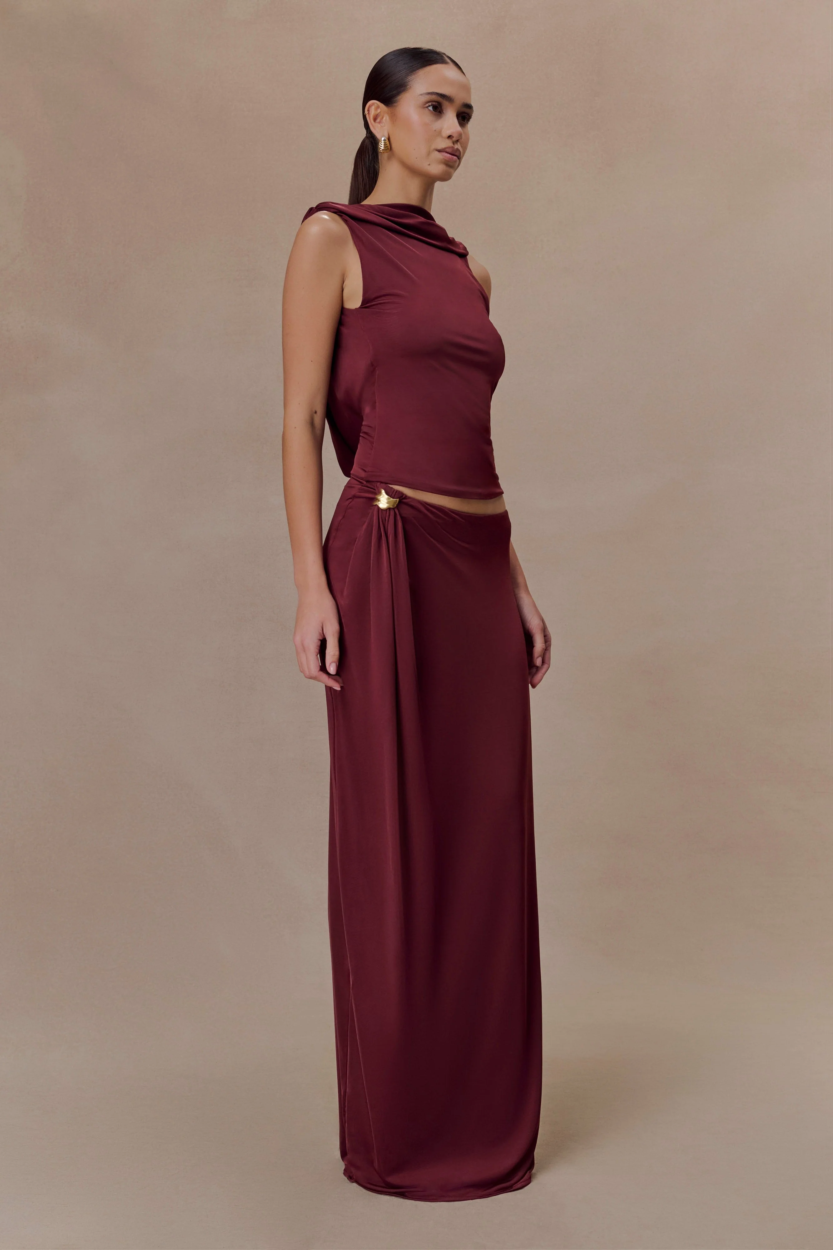 Bridget Slinky Cowl Back Top - Burgundy - Image 5