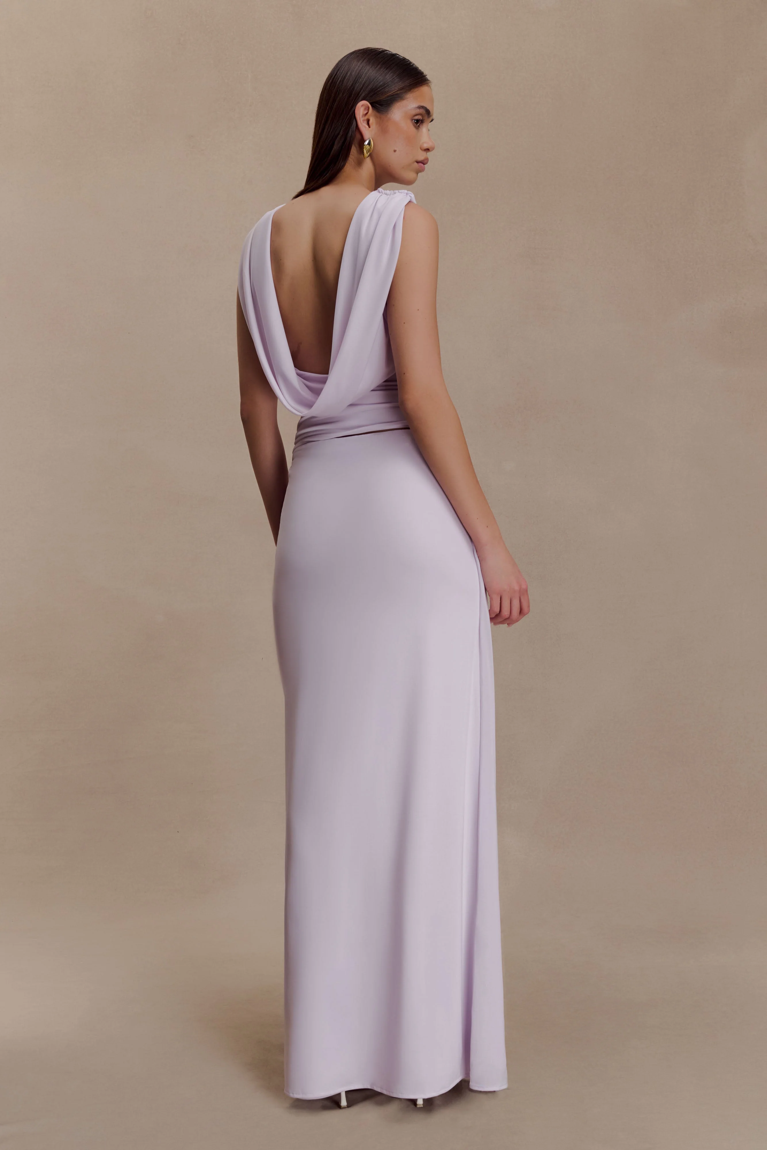 Bridget Slinky Maxi Skirt With Hardware - Dusty Lilac - Image 2