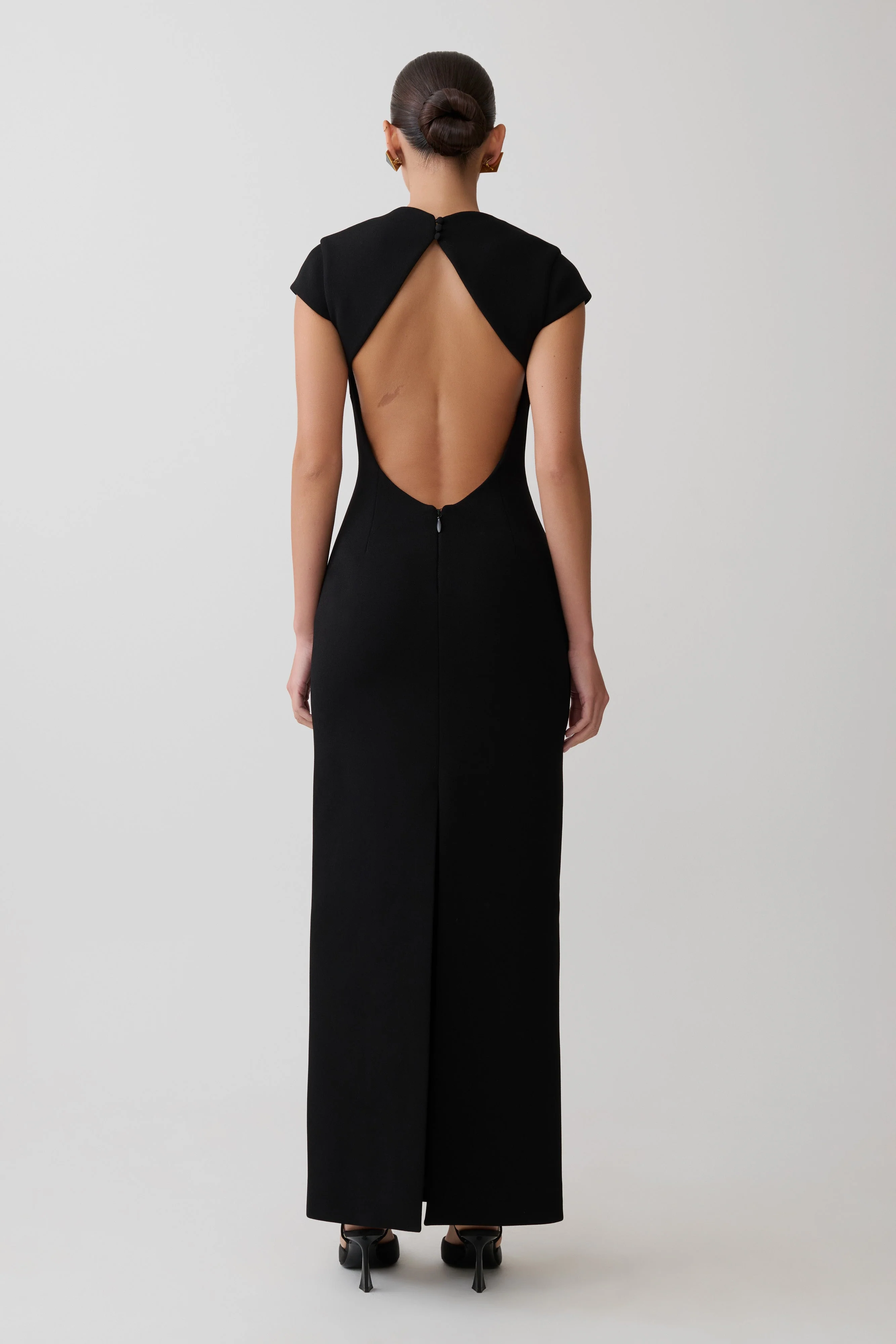 Briella V Neck Suiting Maxi Dress - Black - Image 5