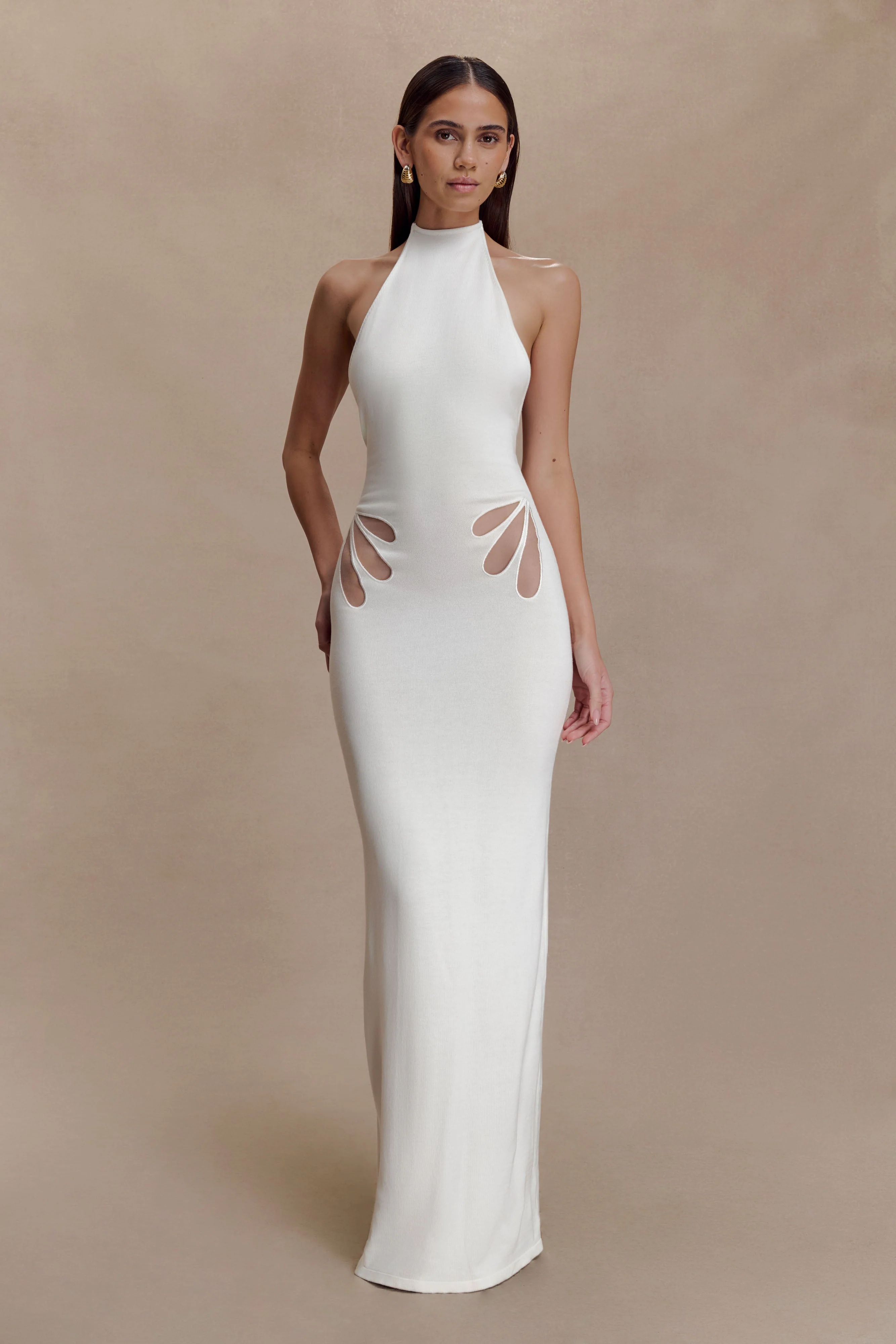 Brock Knit Halter Maxi Dress - White - Image 7
