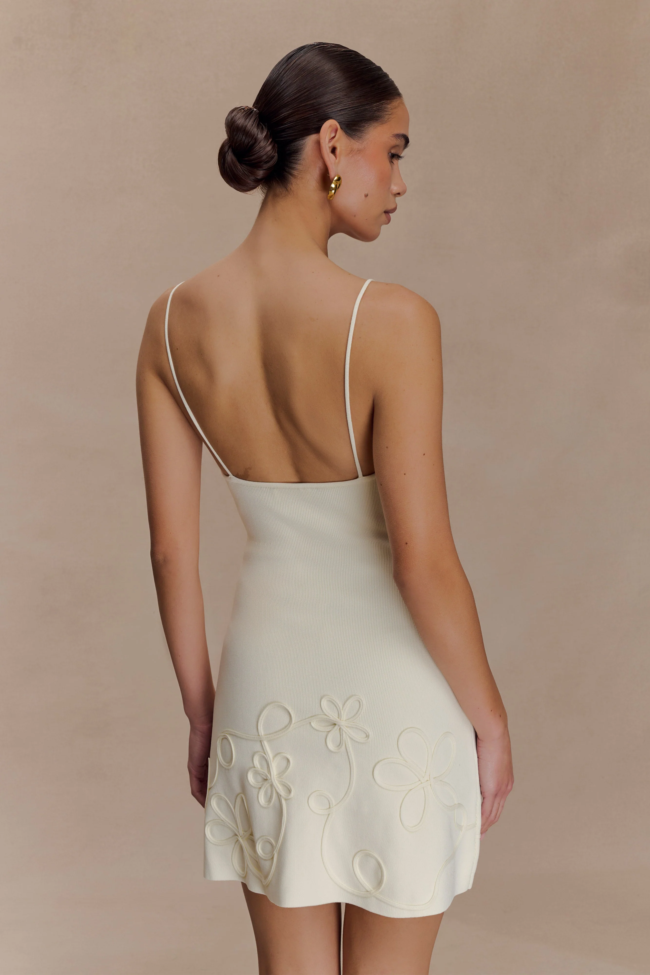 Brullo Embroidery Knit Mini Dress - Ivory - Image 5