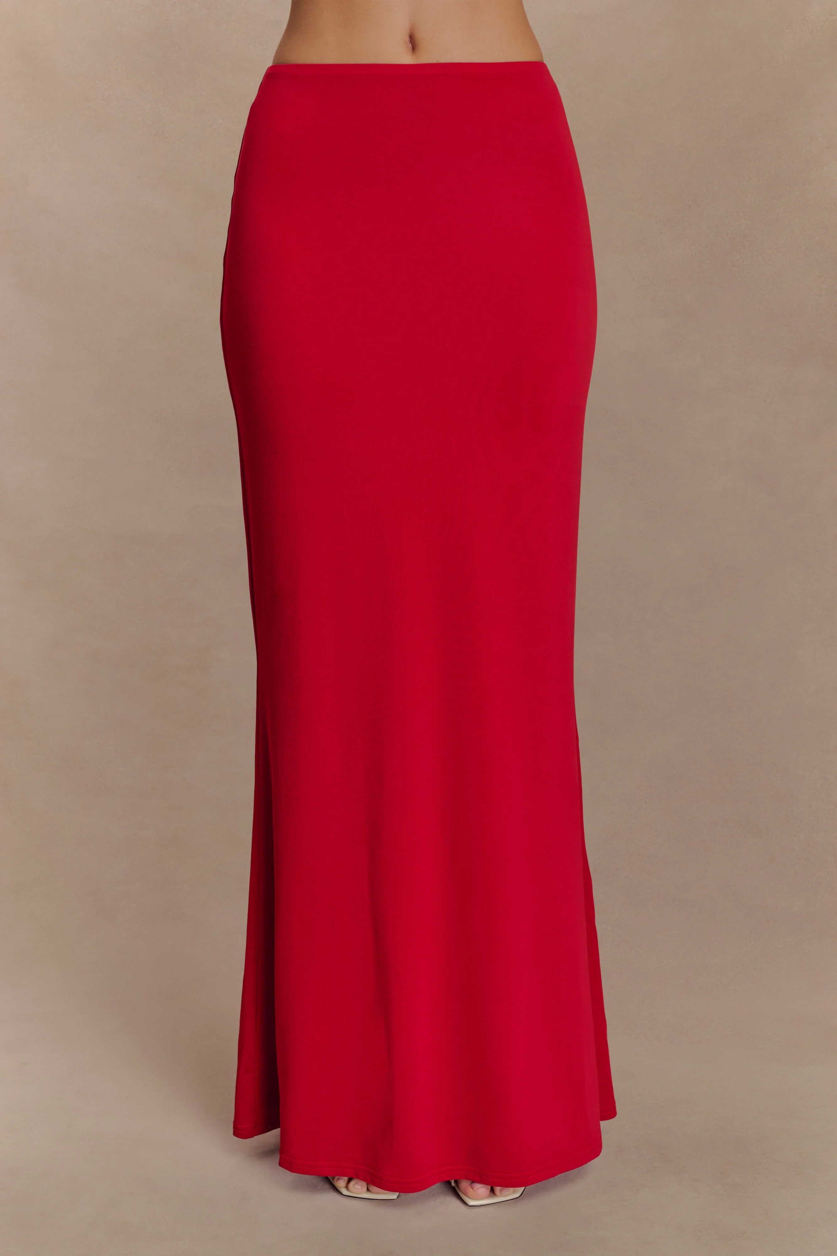 Bruna Slinky Fishtail Maxi Skirt - Red - Image 2