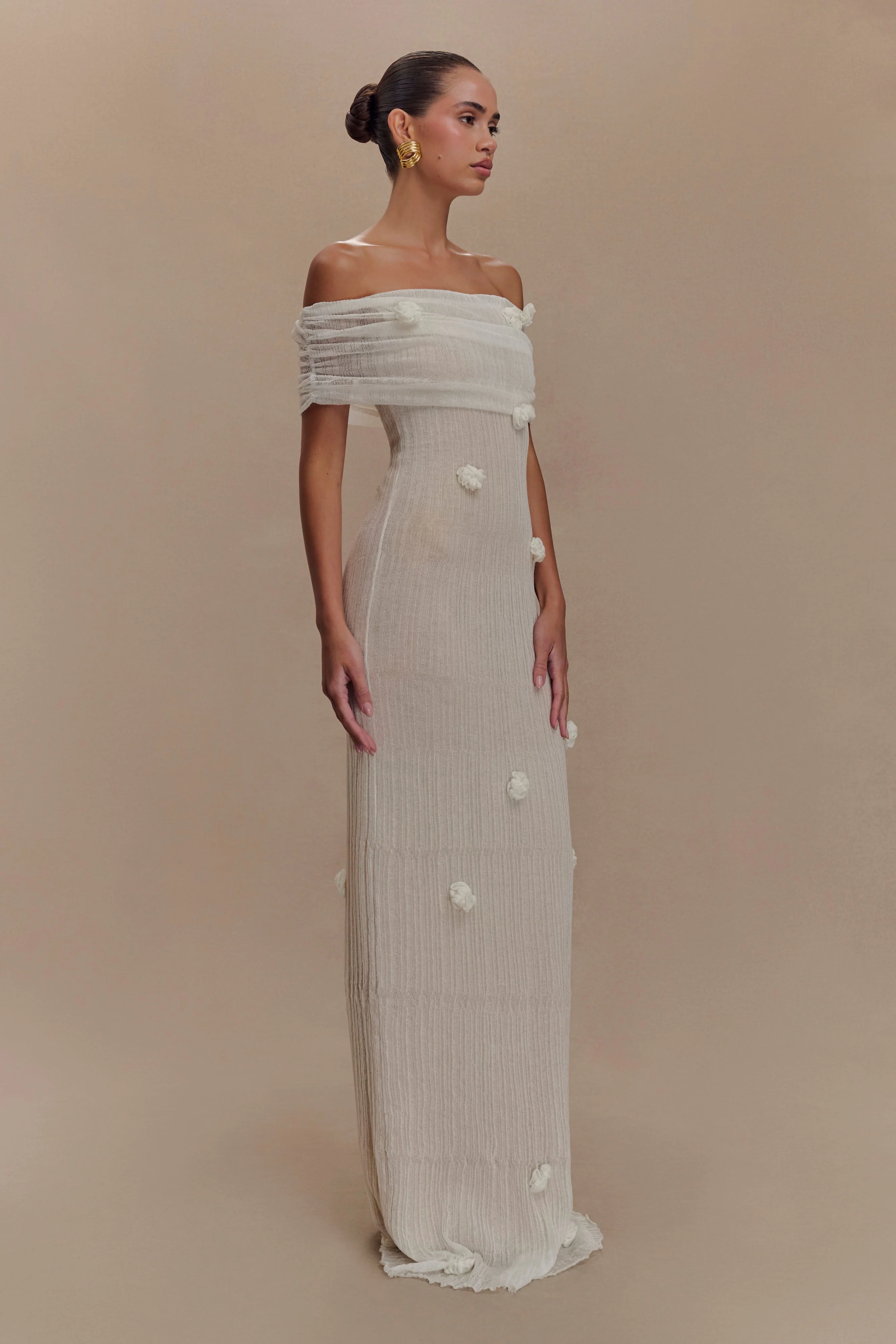 Brynn Orchid Knit Maxi Dress - Ivory - Image 4
