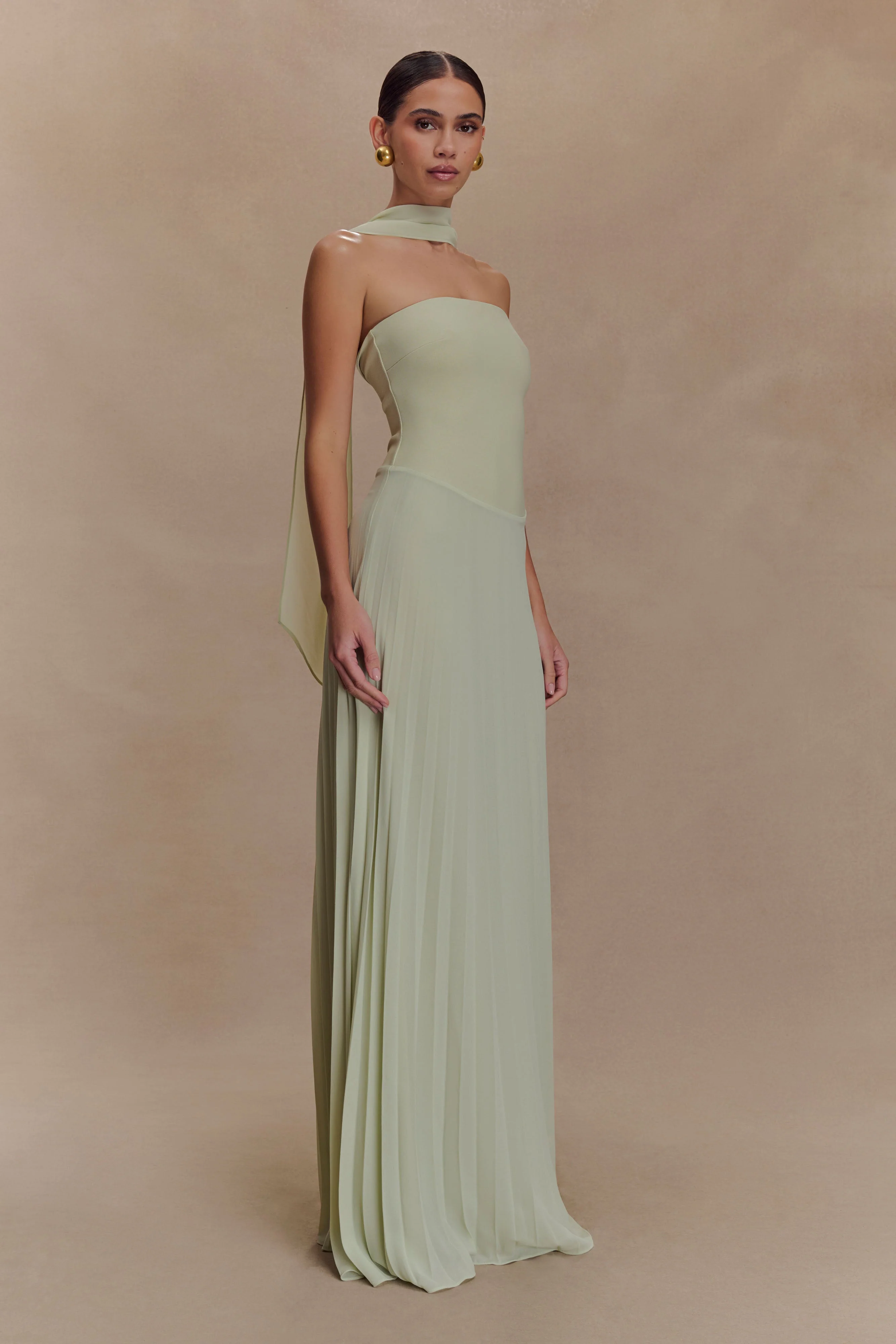 Caira Chiffon Scarf Maxi Dress - Sage - Image 5