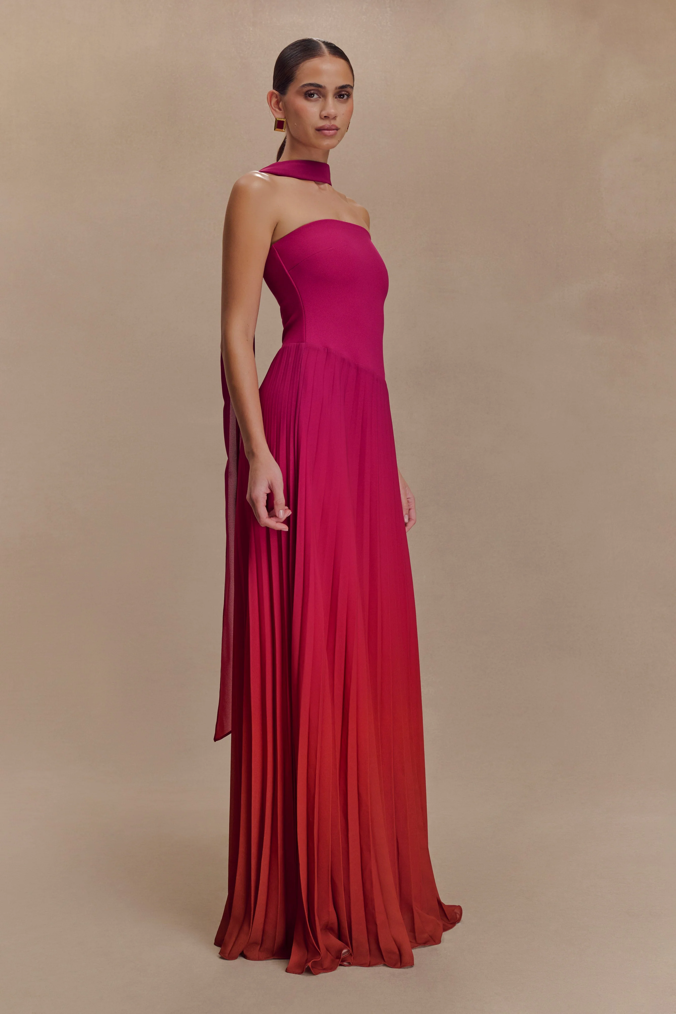 Caira Chiffon Scarf Maxi Dress - Ombre Dark Pink - Image 5