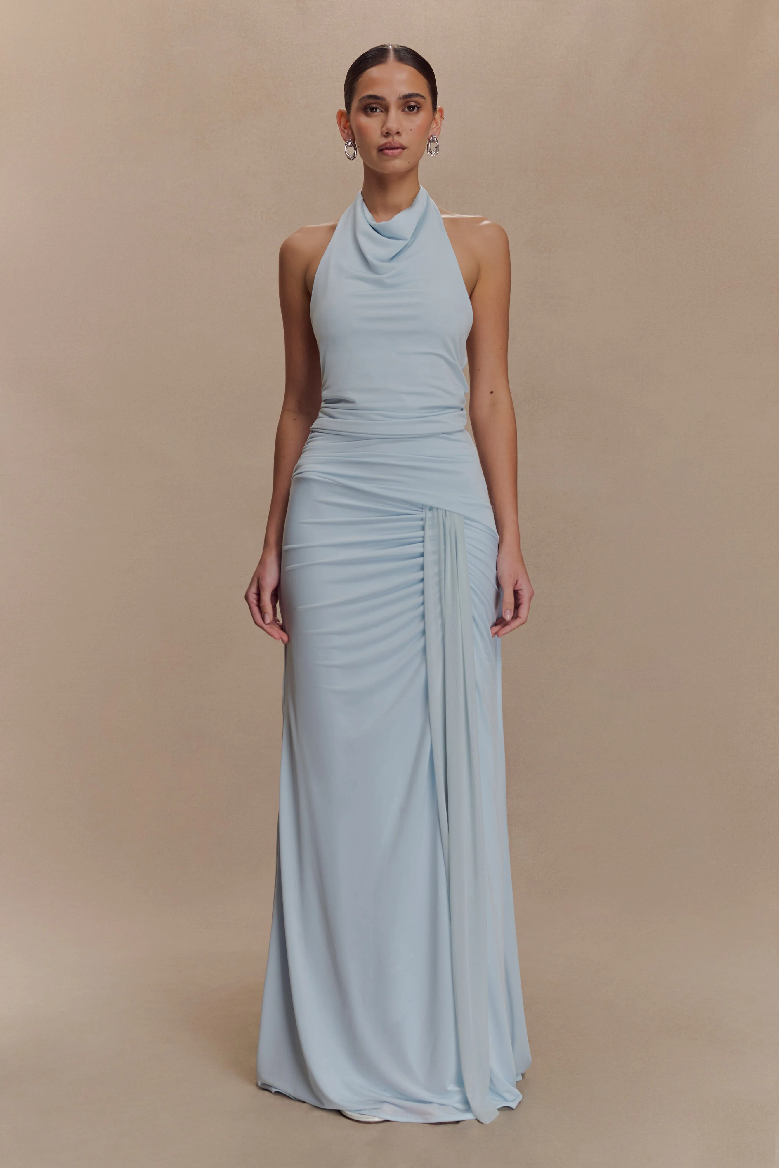 Calandra Slinky Halter Top With Hardware - Pale Blue - Image 5