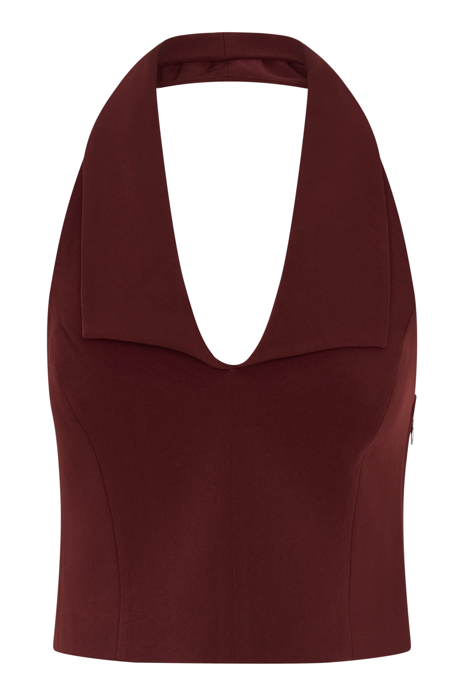 Calla Collared Sleeveless Halter Top - Merlot - Image 9