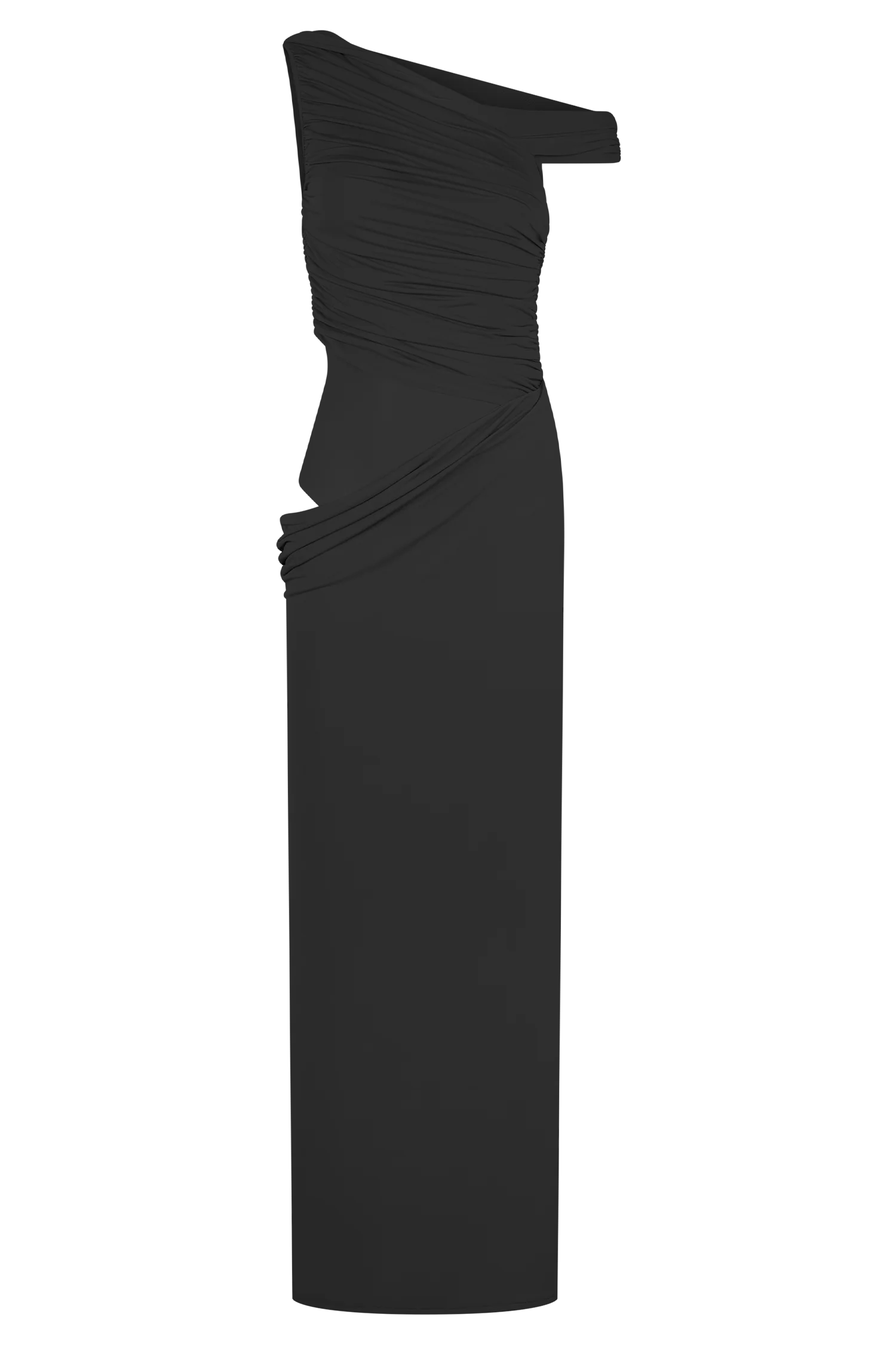 Callen One Shoulder Slinky Maxi Dress - Black - Image 8