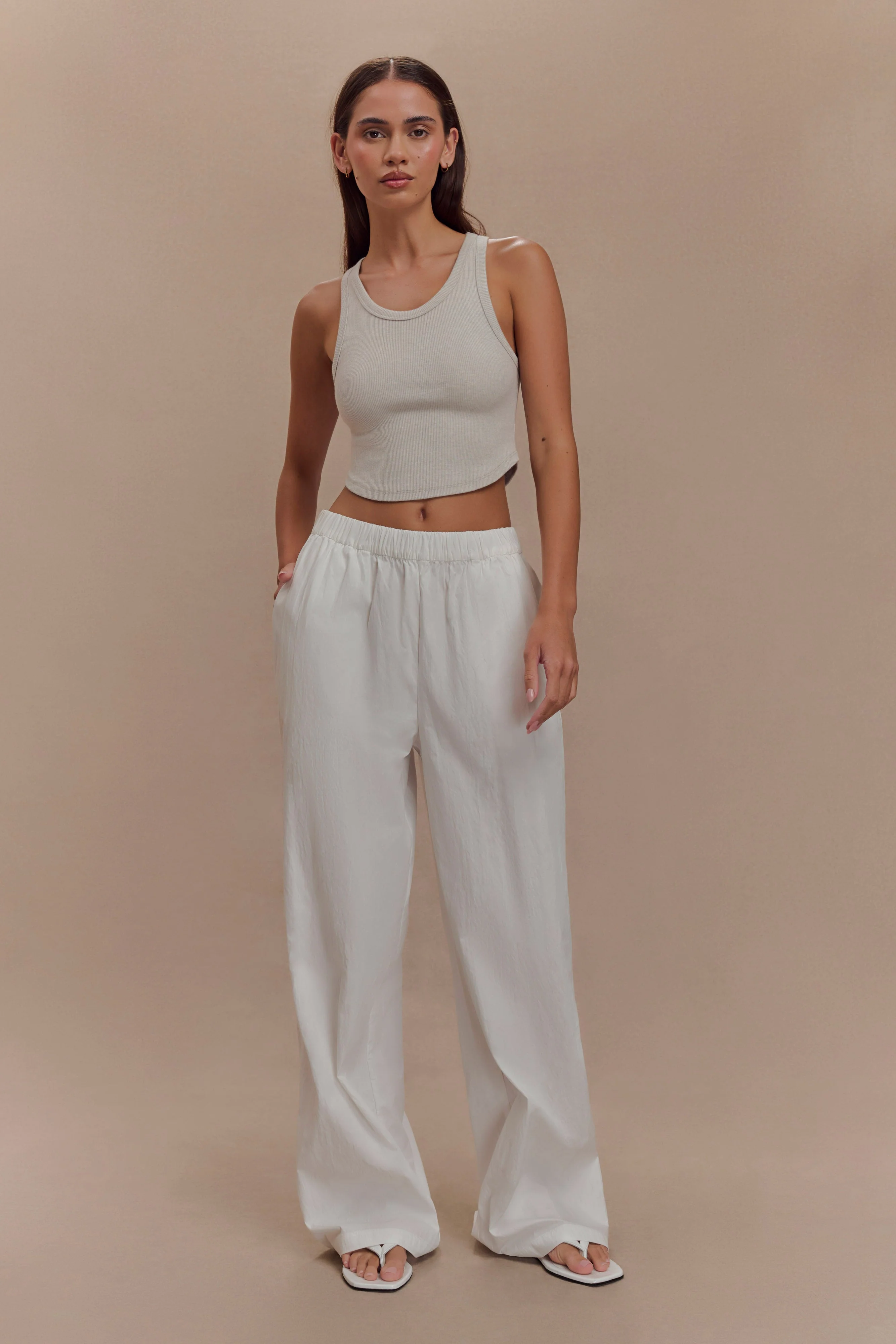 Campbell Cotton Wide Leg Pants - White - Image 7