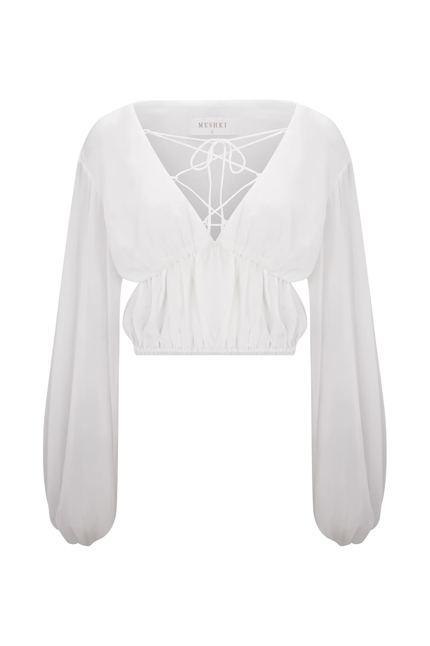Carlie Chiffon Cross Tie Top - Ivory - Image 10