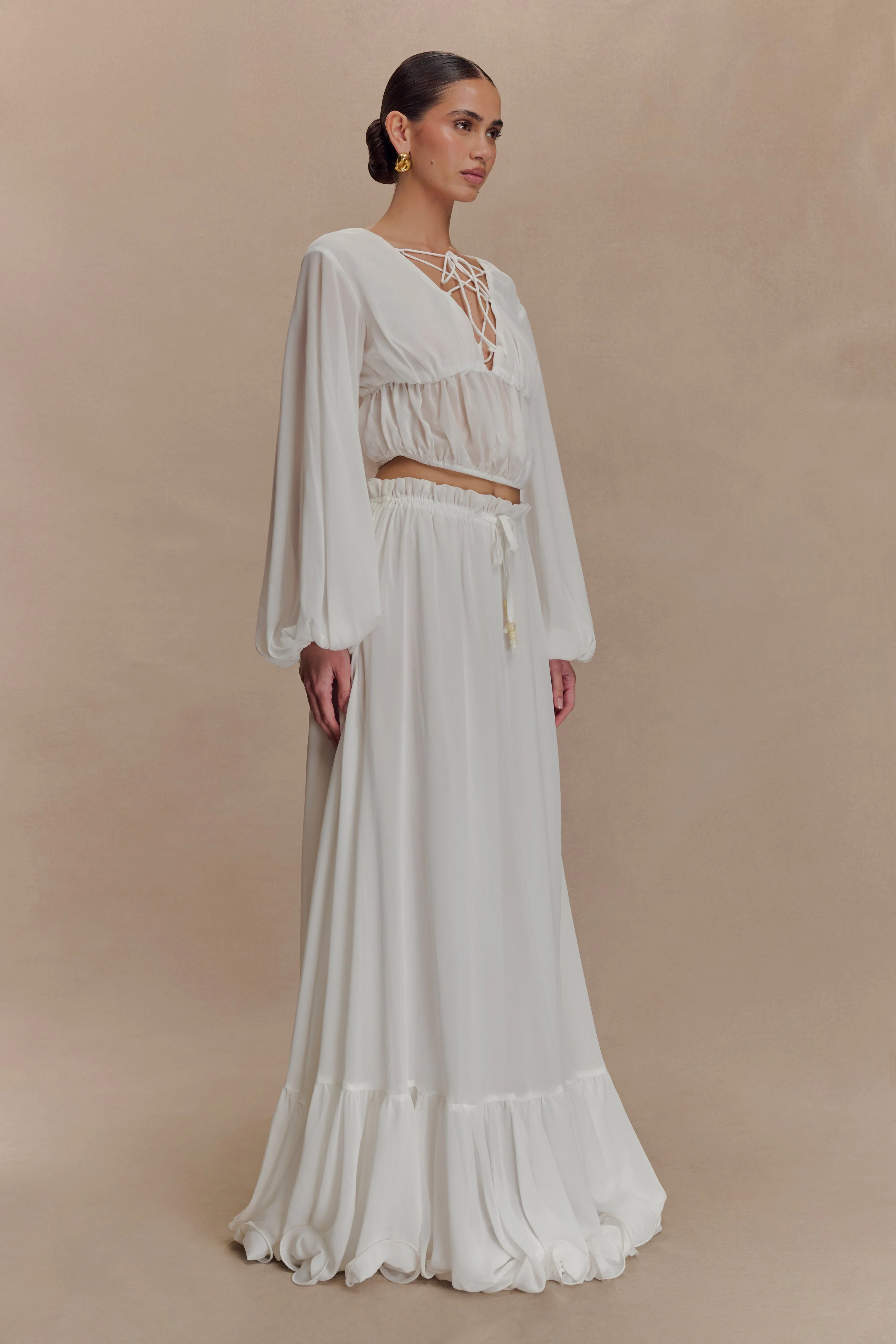 Carlie Chiffon Maxi Skirt - Ivory - Image 6