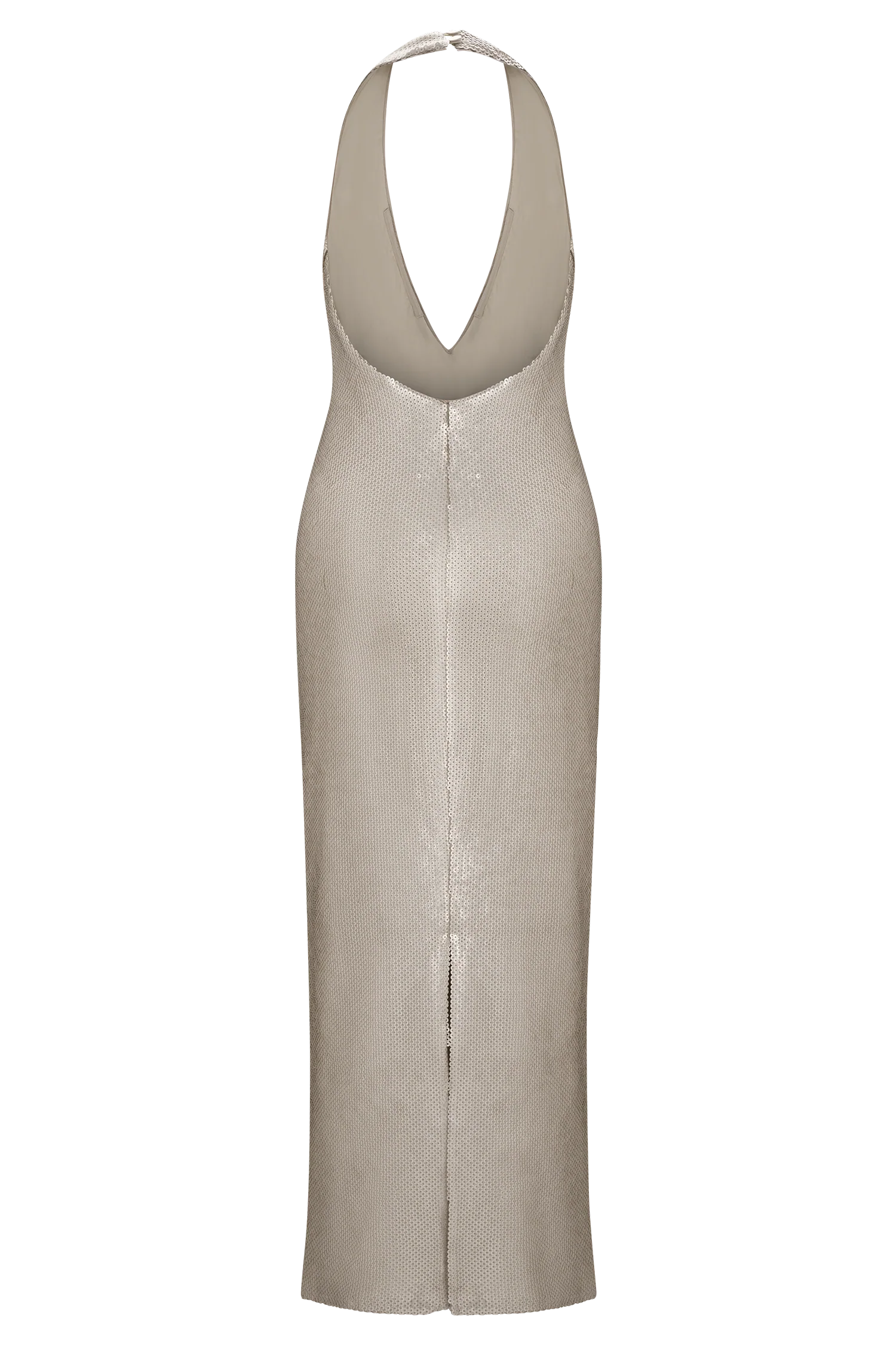 Carnation Sequin Halter Midi Dress - Gold - Image 6