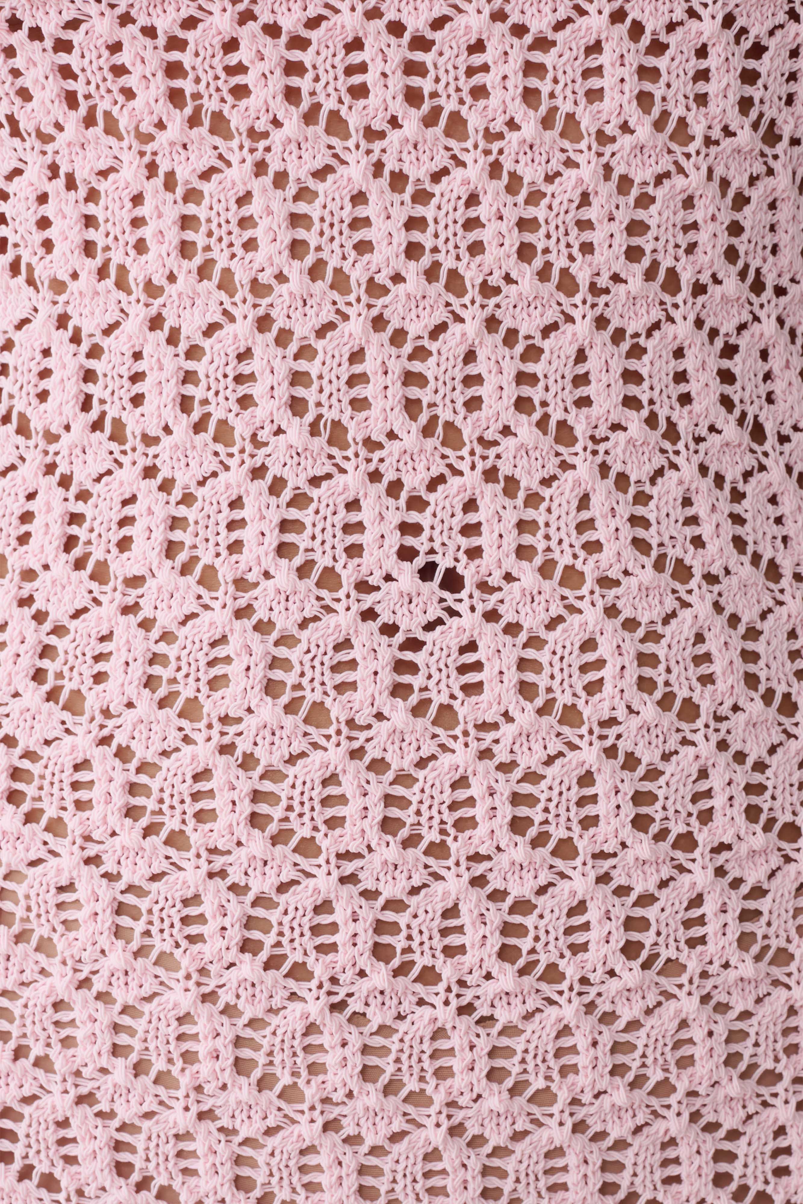 Carrisa Crochet Knit Mini Dress - Baby Pink - Image 5