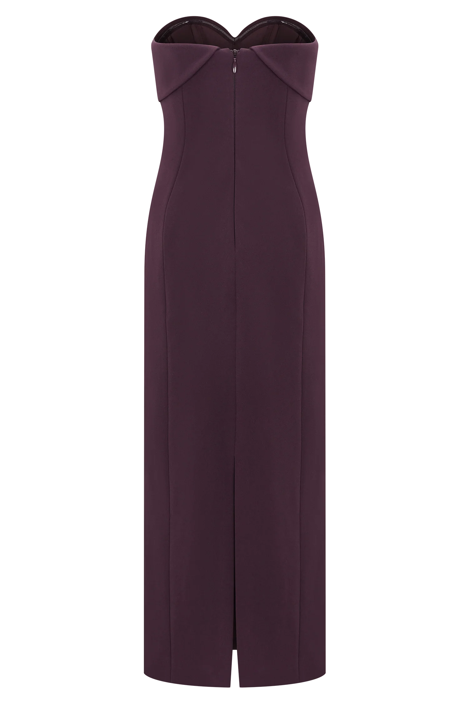 Cary Folded Strapless Crepe Midi Dress - Wine - Image 6