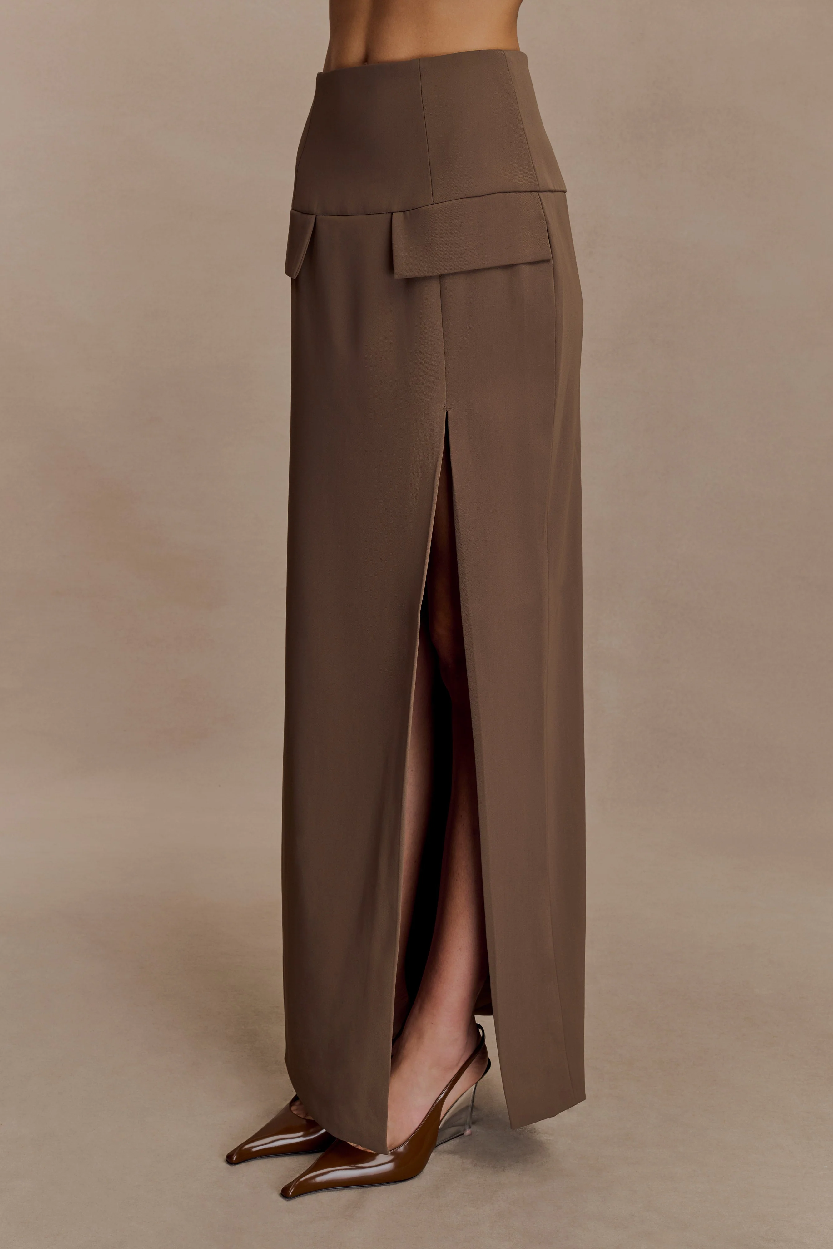 Cassie Column Maxi Skirt - Cacao Brown - Image 3
