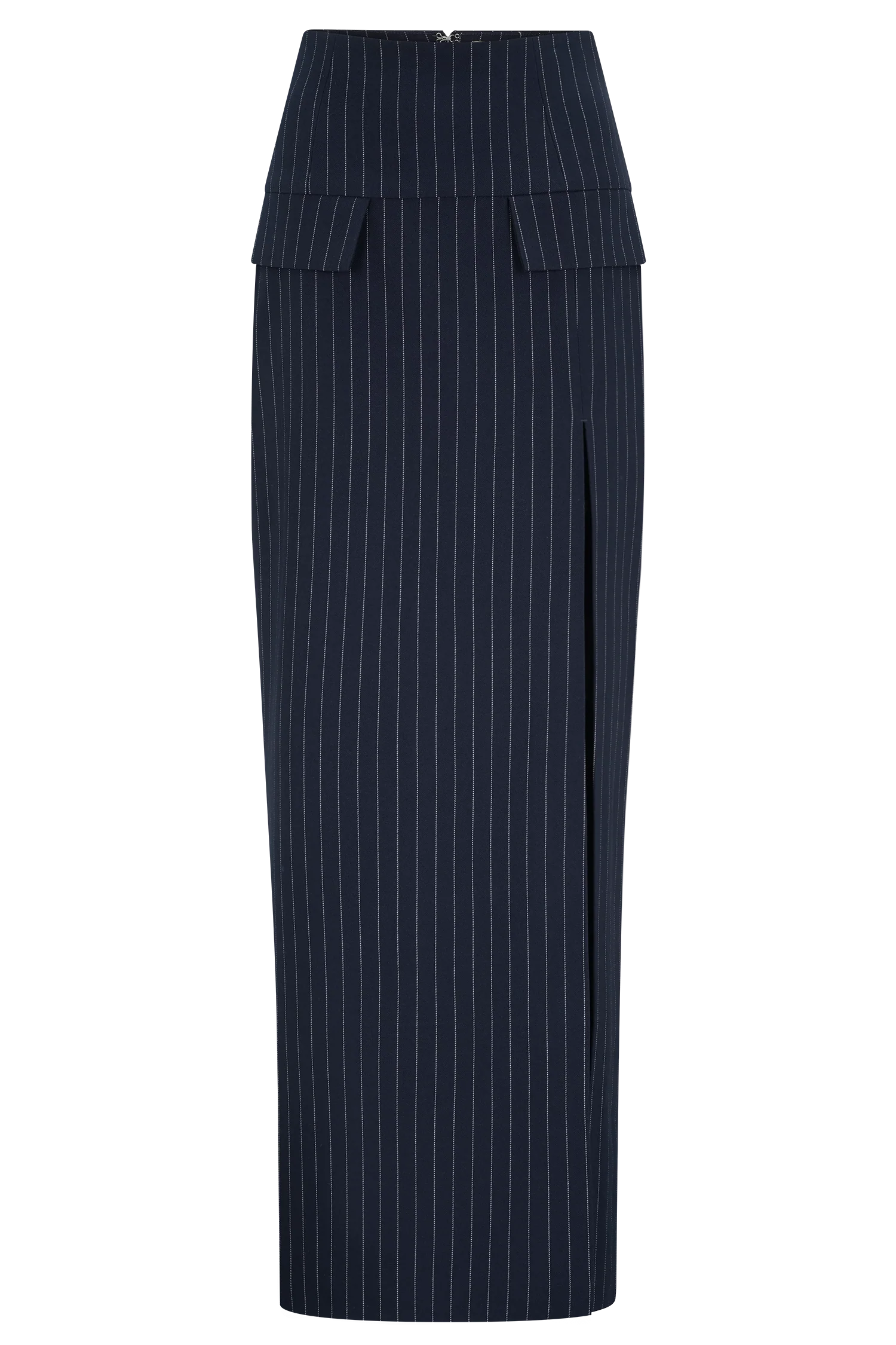 Cassie Column Maxi Skirt - Navy Pinstripe - Image 9