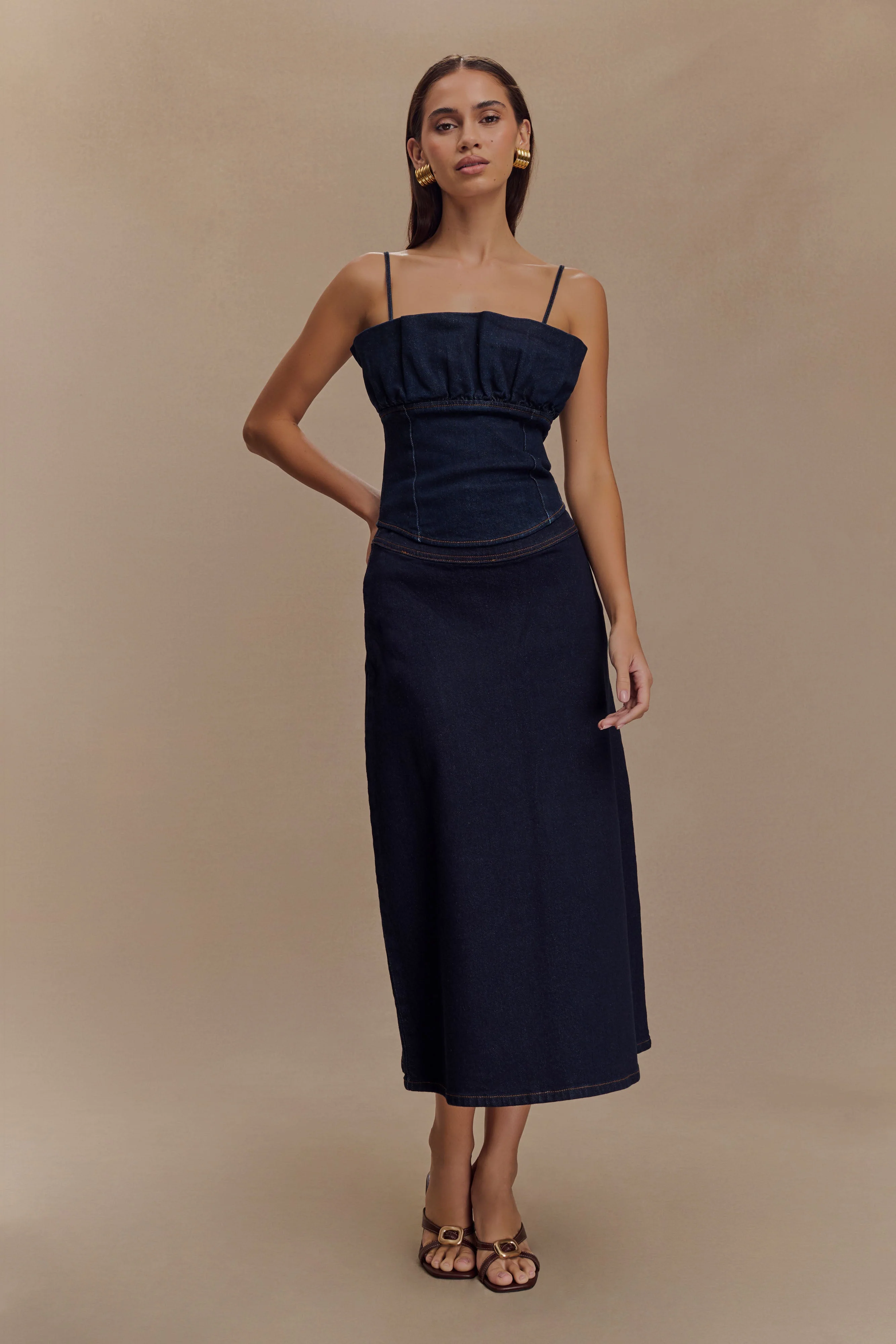 Cecilia Denim Frill Corset - Indigo Blue - Image 4