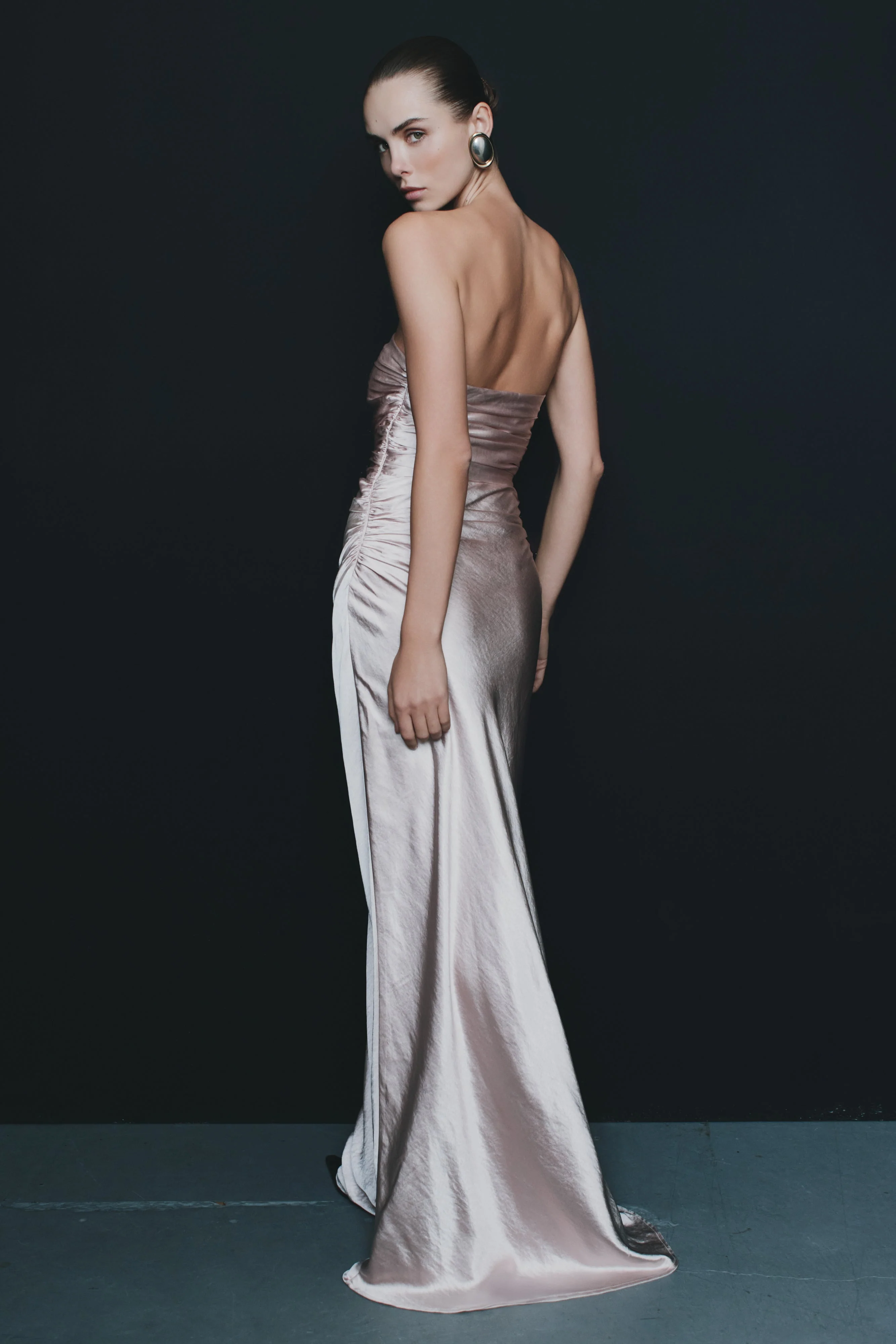 Cedar Strapless Satin Maxi Dress - Soft Pink - Image 4