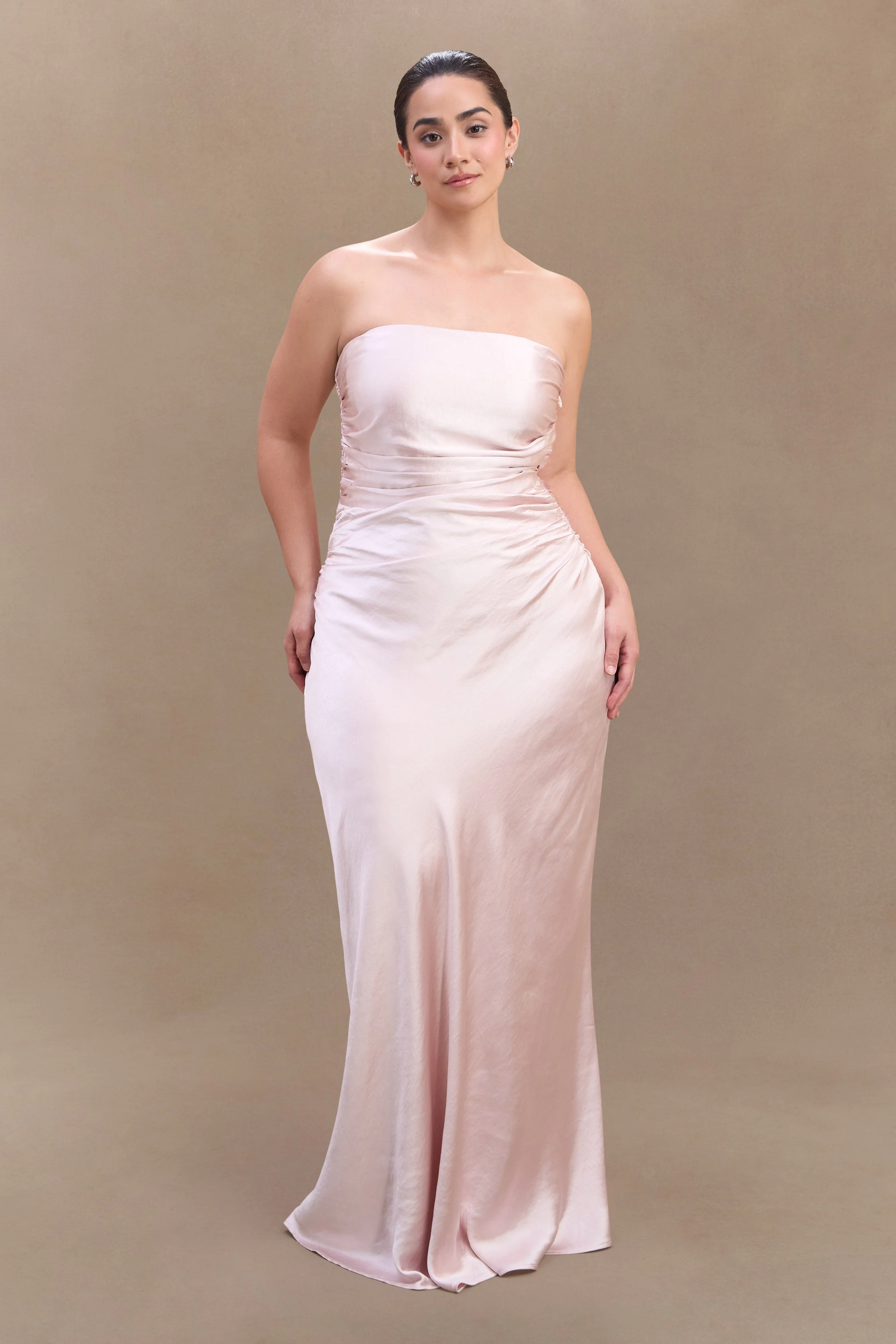 Cedar Strapless Satin Maxi Dress - Soft Pink - Image 5
