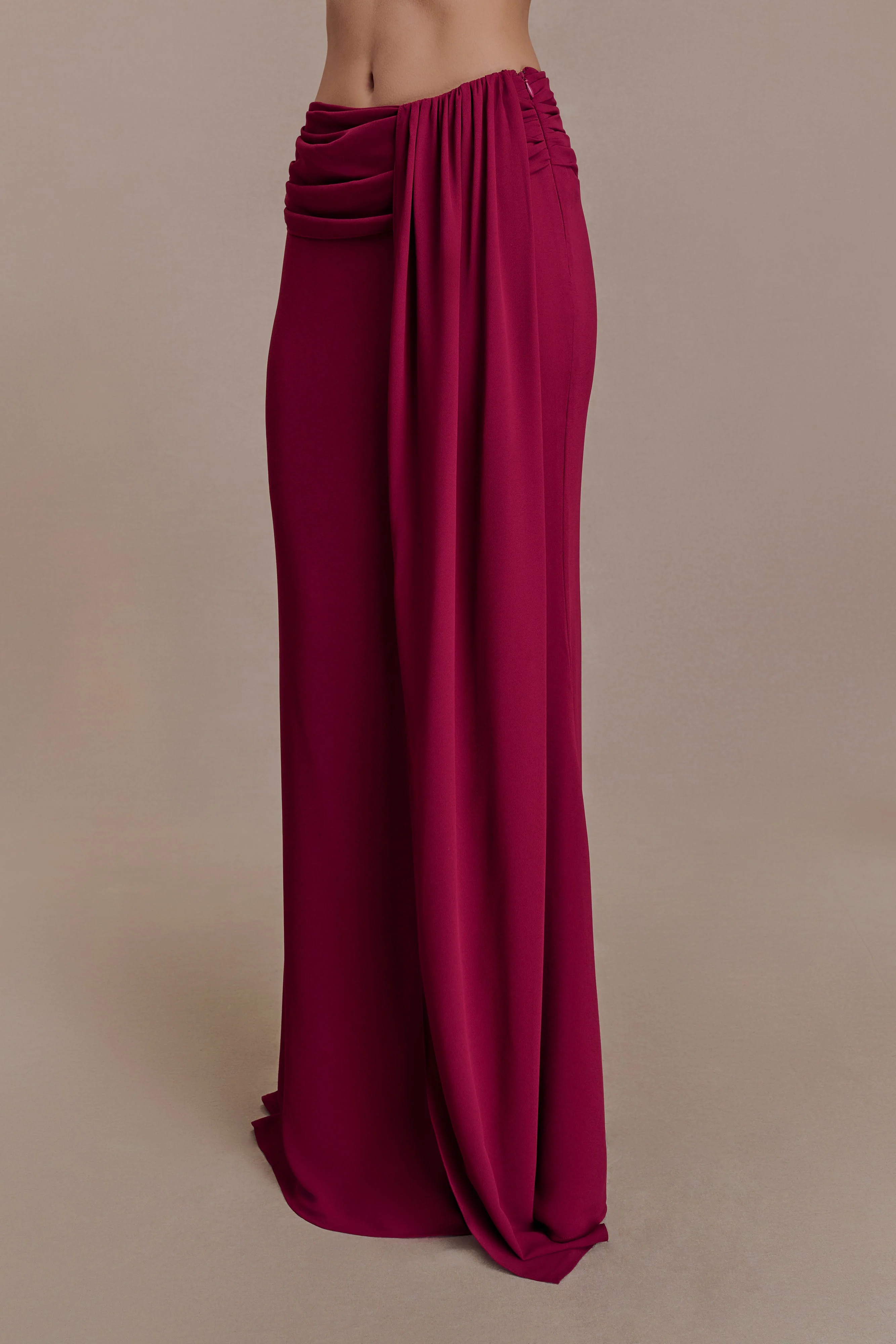 Celina Chiffon Overlay Maxi Skirt - Cherry Red - Image 9