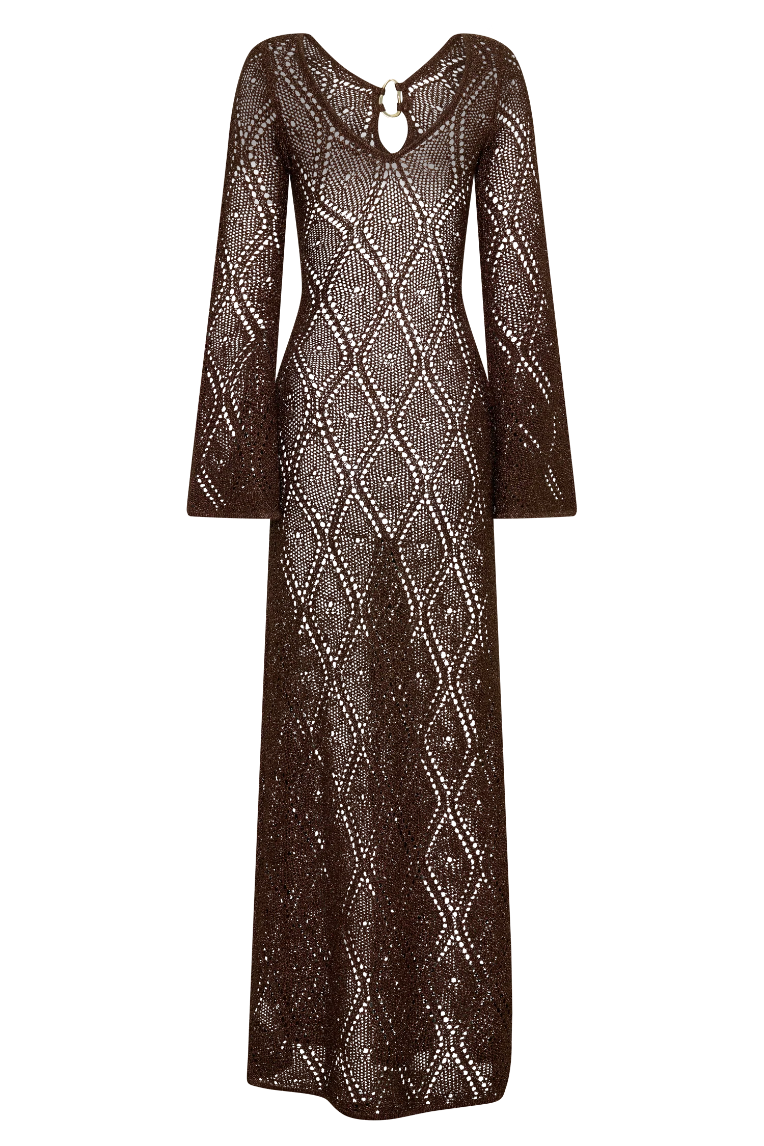 Chelsea Lurex Crochet Maxi Dress - Bronze - Image 8