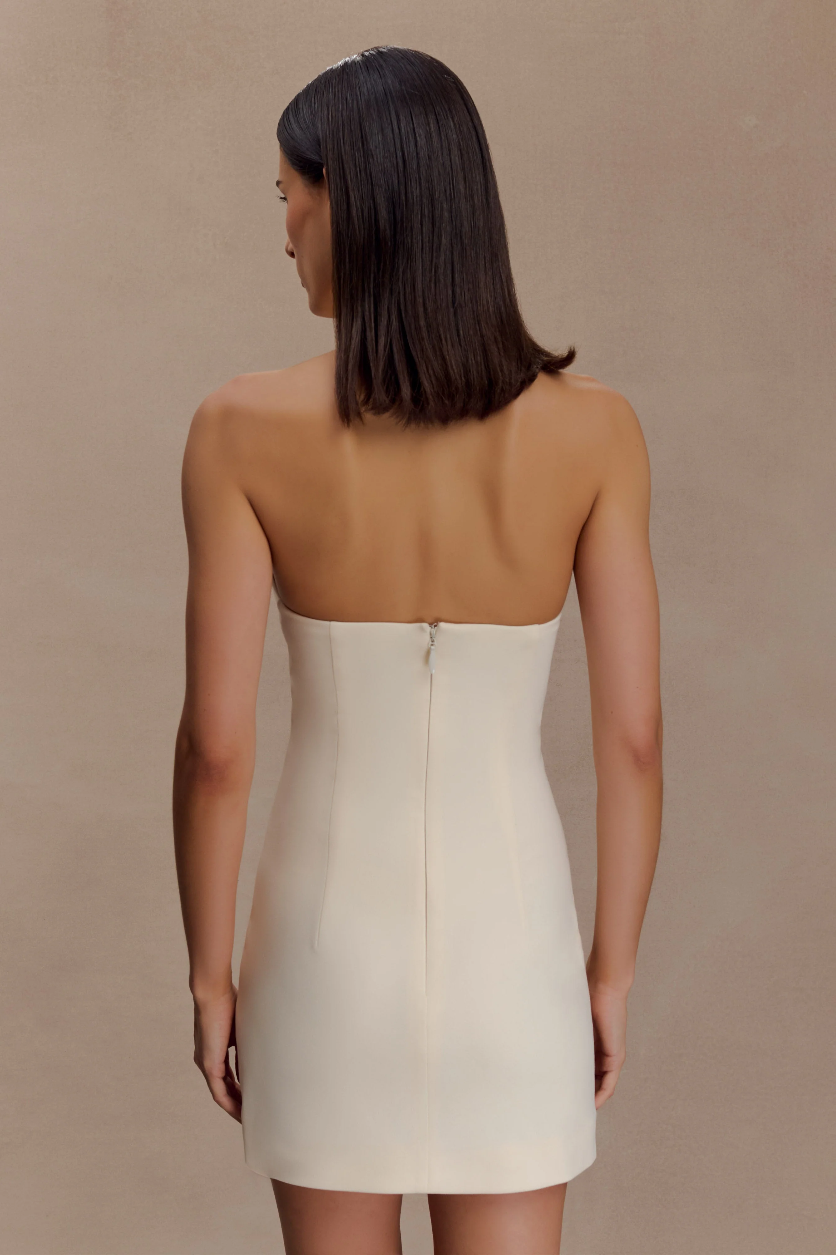 Christina Cross Over Mini Dress - Buttercream - Image 2