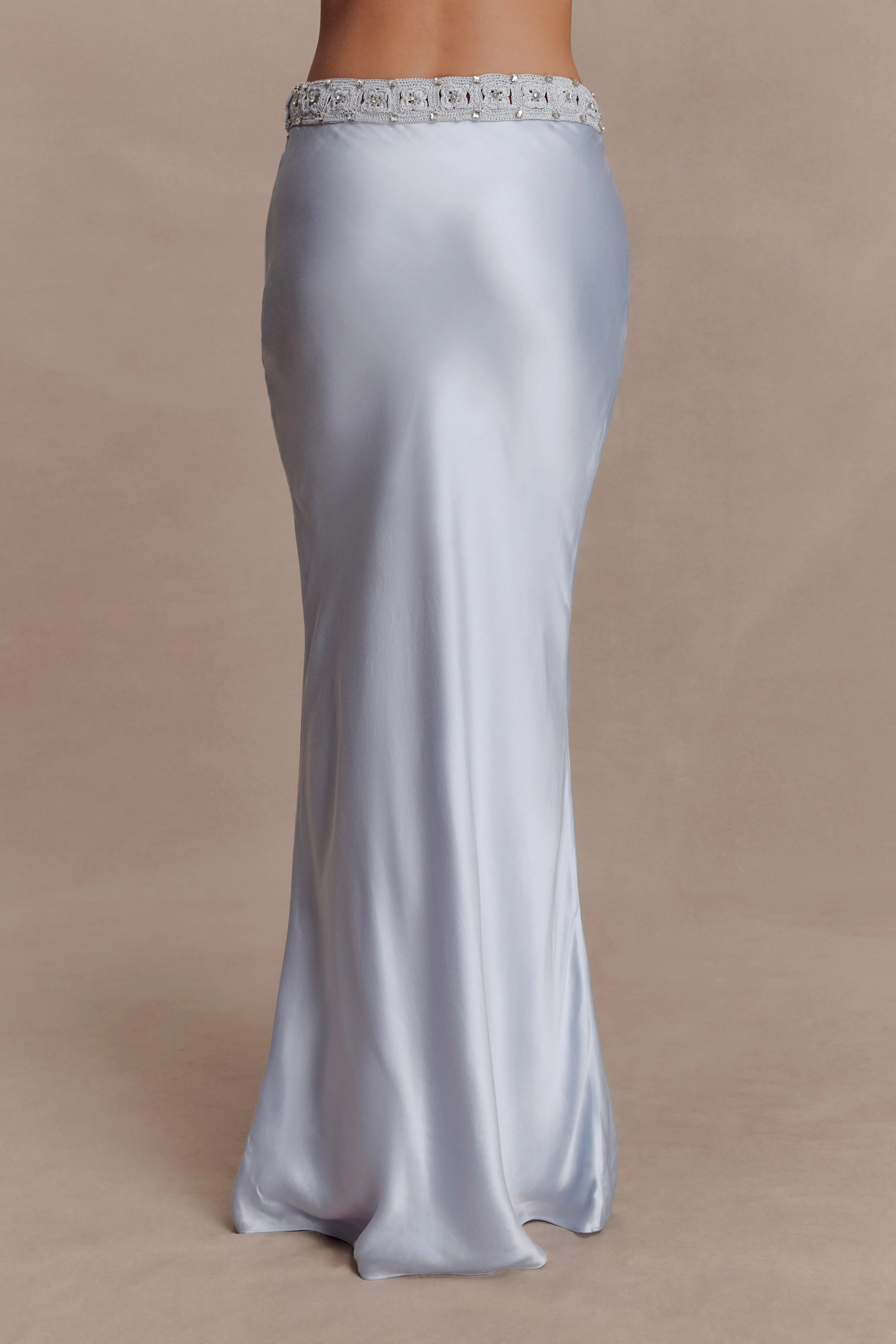Clementine Chiffon Hand Beaded Maxi Skirt - Pale Blue - Image 5
