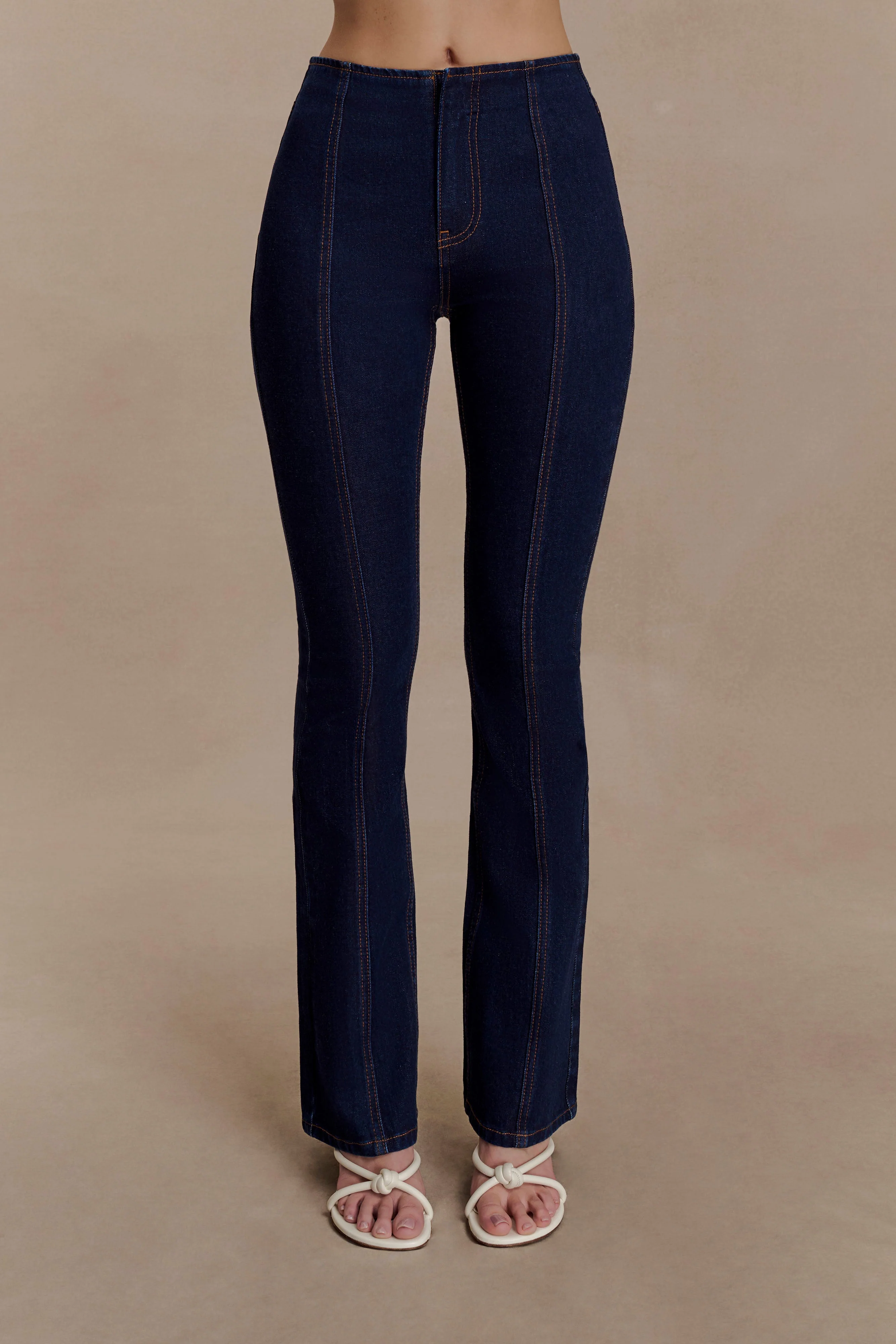 Clio Paneled Flare Jeans - Indigo Blue - Image 7