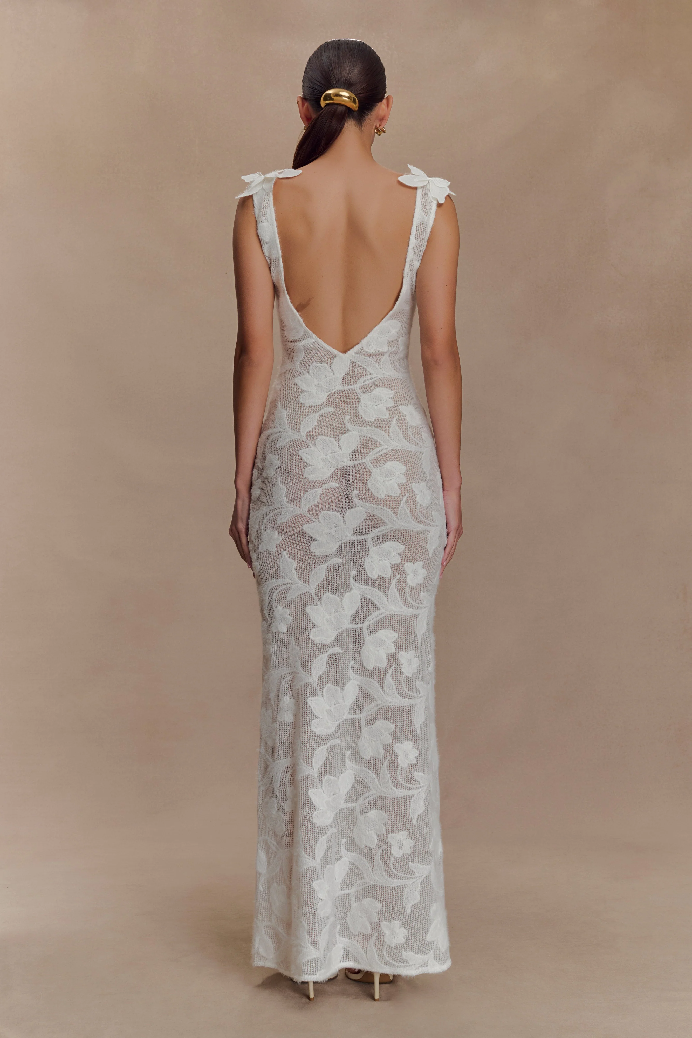 Cornelia Floral Sheer Maxi Dress - Ivory - Image 4